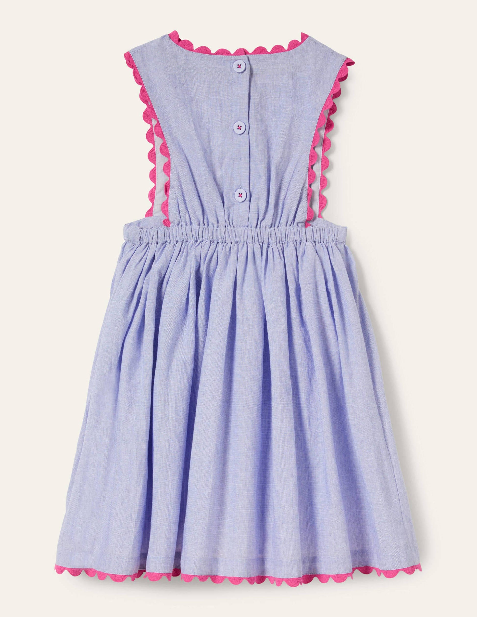 Woven Pinafore Dress-Blue Multi Embroidery-2