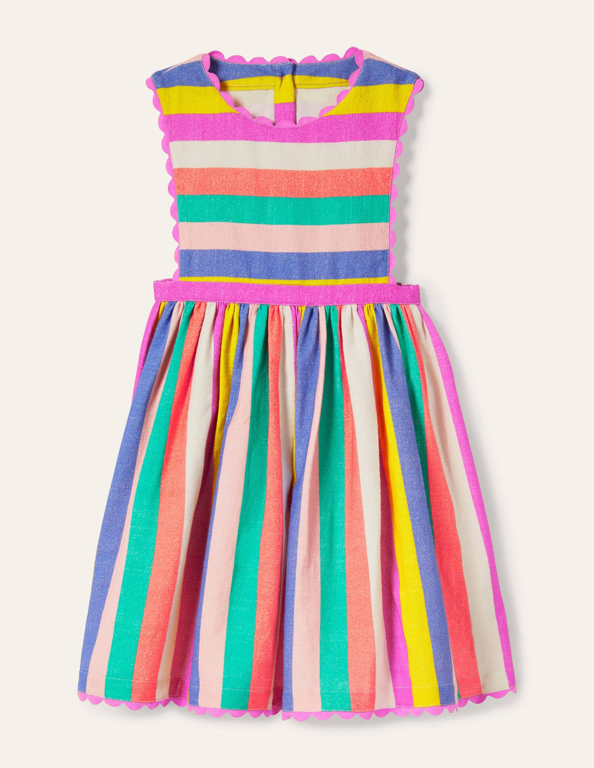 Woven Pinafore Dress-Multi Stripe - Image 1