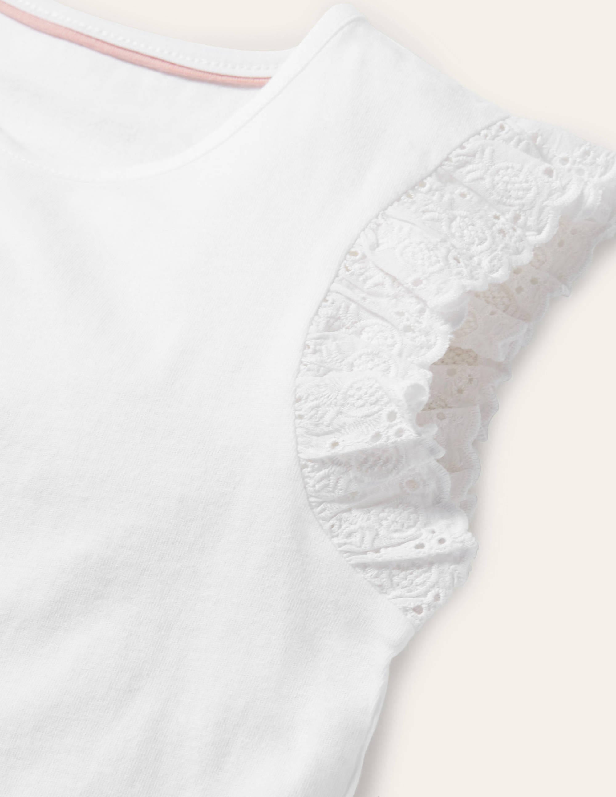 Broderie Sleeve Top-White - Image 3