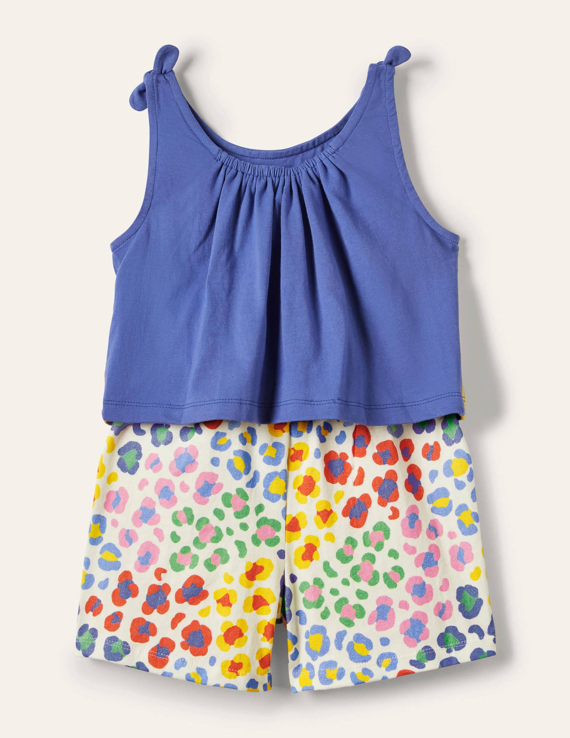 Big Appliqué Playsuit-Bluebell / Multi Leopard - Image 2