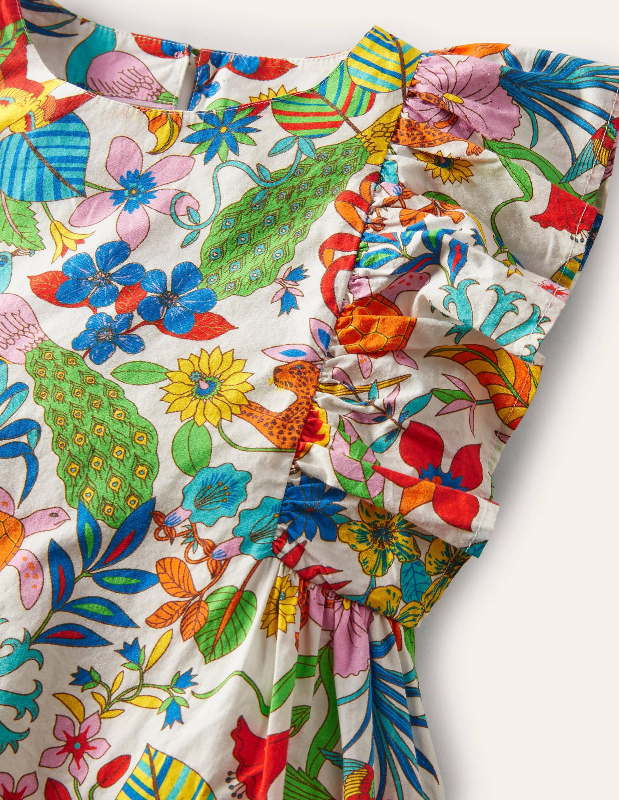 Frill Sleeve Printed Dress-Mini Me Multi Jungle - Image 3