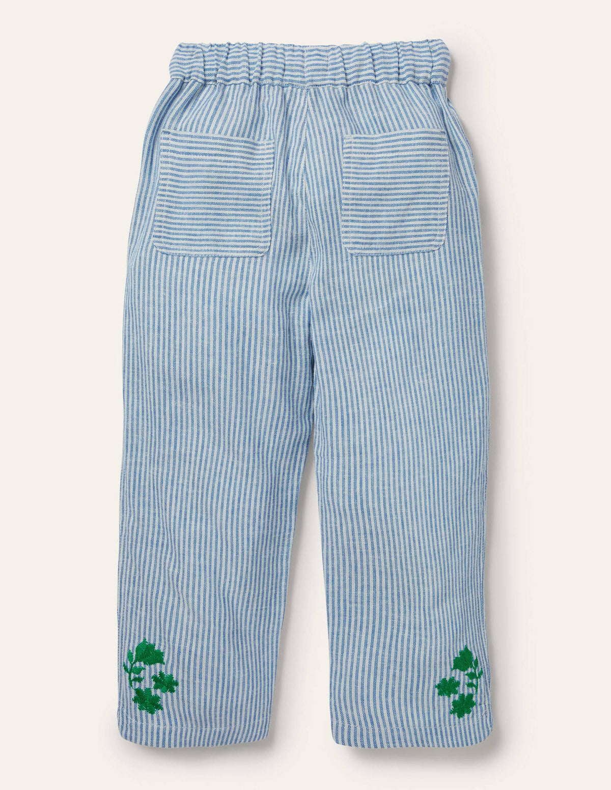 Embroidered Holiday Trousers-Ivory/Coastal Blue Ticking-2