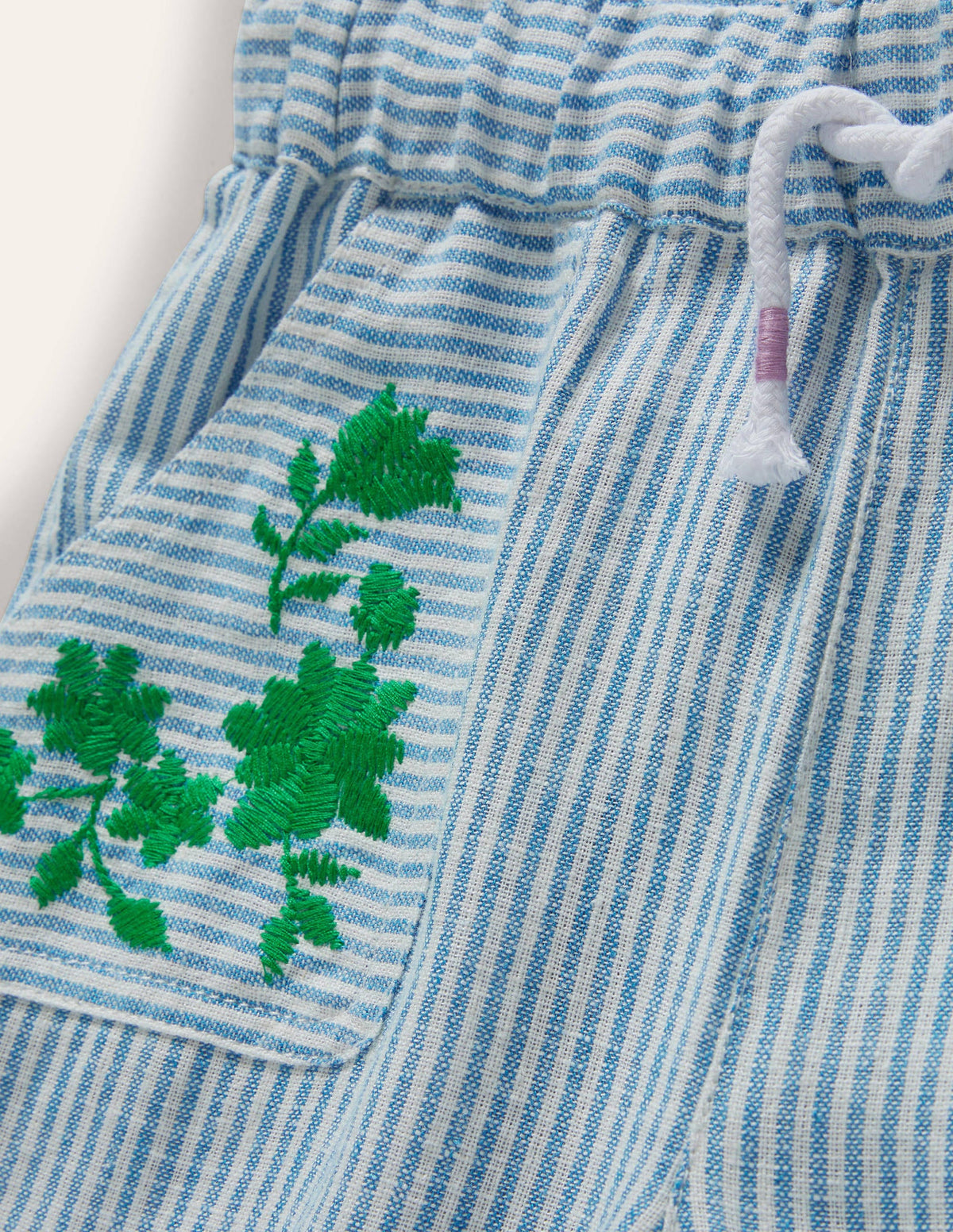 Embroidered Holiday Trousers-Ivory/Coastal Blue Ticking-3