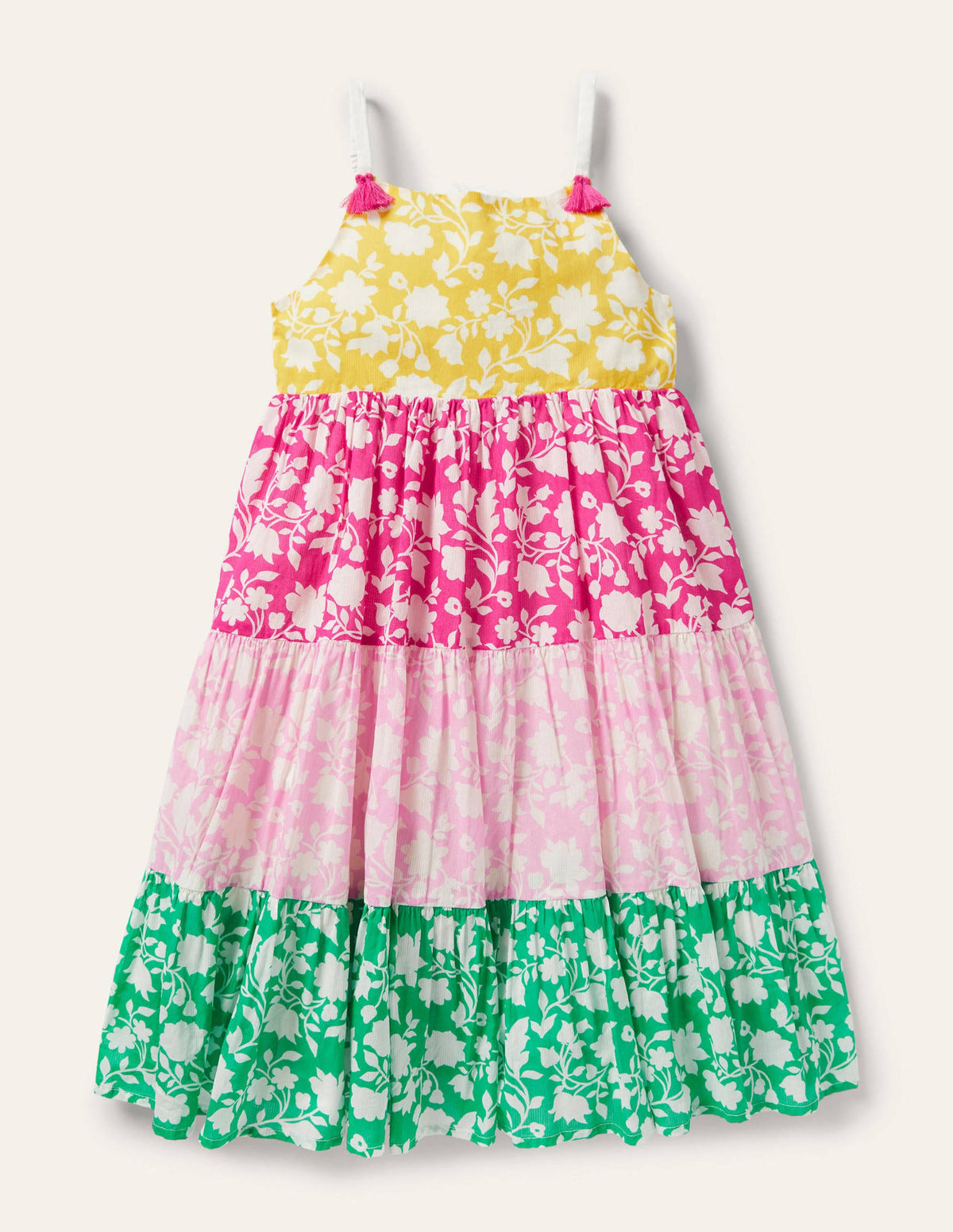 Tiered Printed Sun Dress-Multi Hotchpotch-1