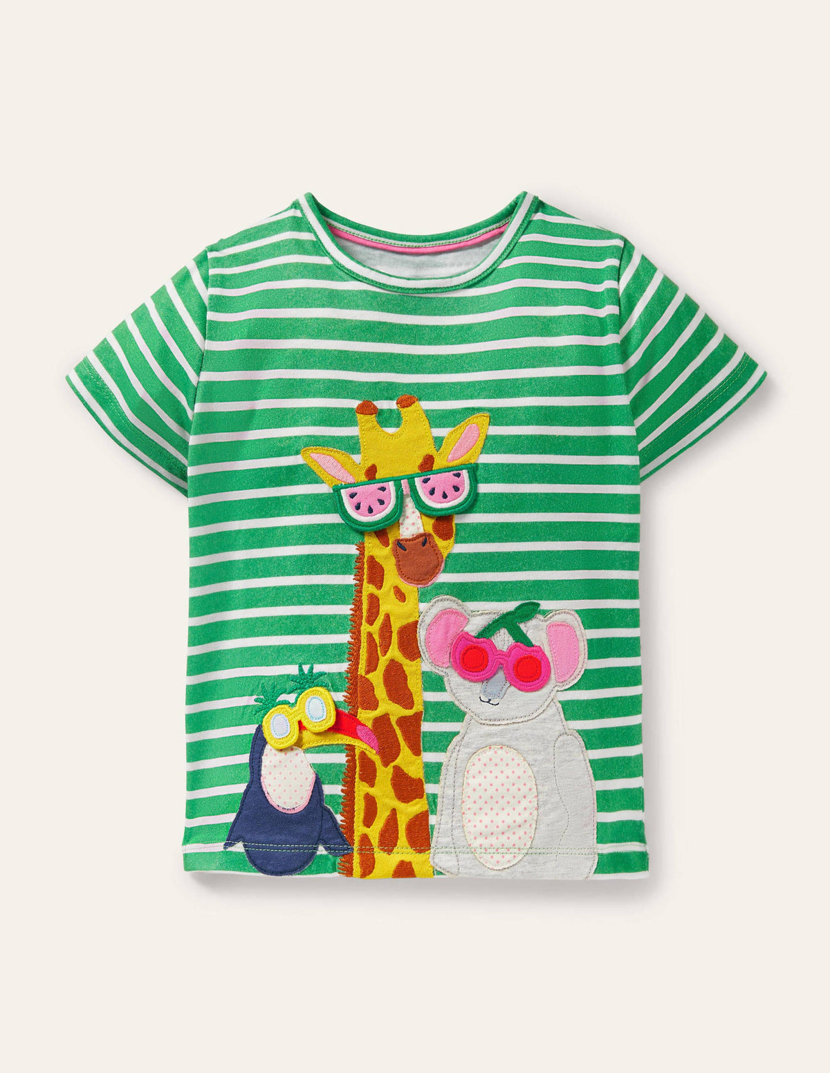 Lift-the-flap T-shirt-Tropical Green/ Ivory Giraffe-1