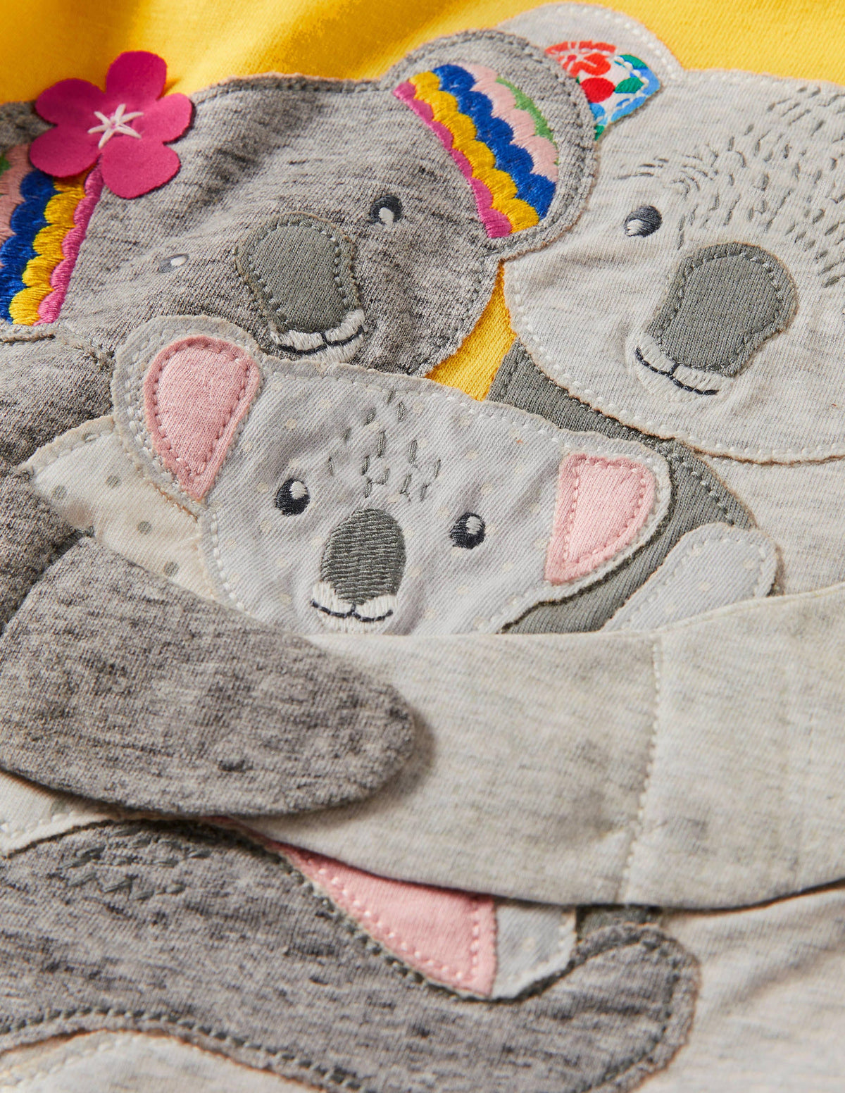 Hugging Applique T-shirt-Daffodil Yellow Koala-3