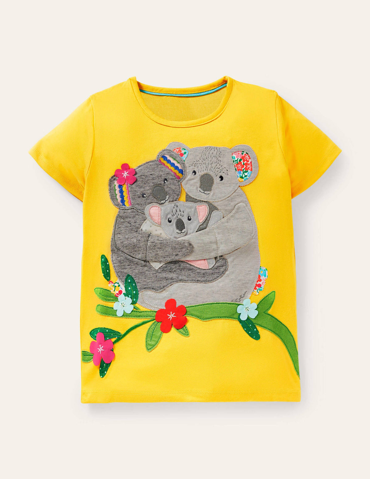 Hugging Applique T-shirt-Daffodil Yellow Koala - Image 1