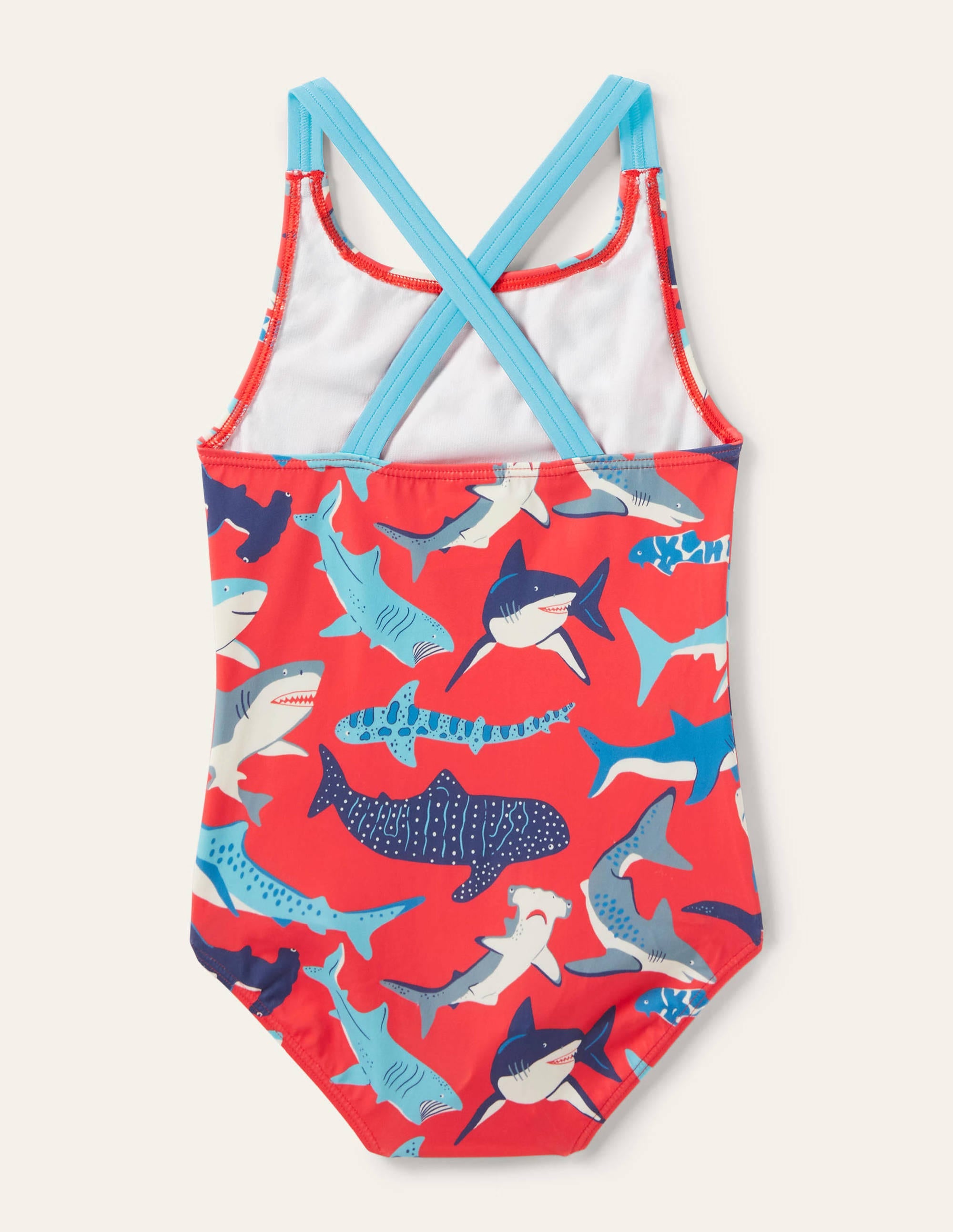 Red Shark Cross-back Swimsuit-Soft Red Sharks - Image 2