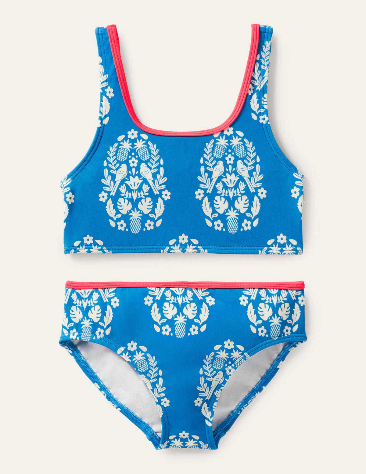 Twist Back Bikini-Marina Blue Tropical Woodblock-1