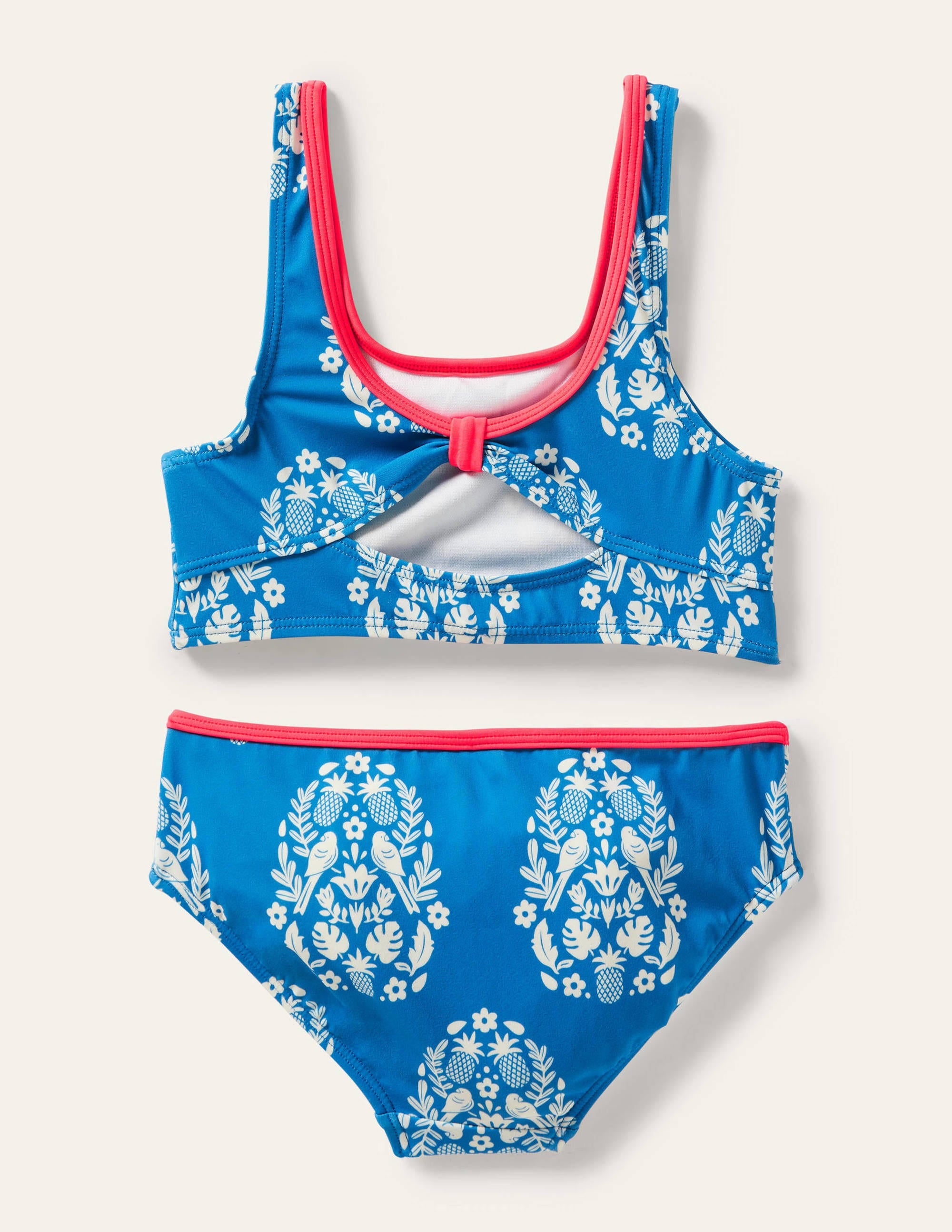 Twist Back Bikini-Marina Blue Tropical Woodblock - Image 2