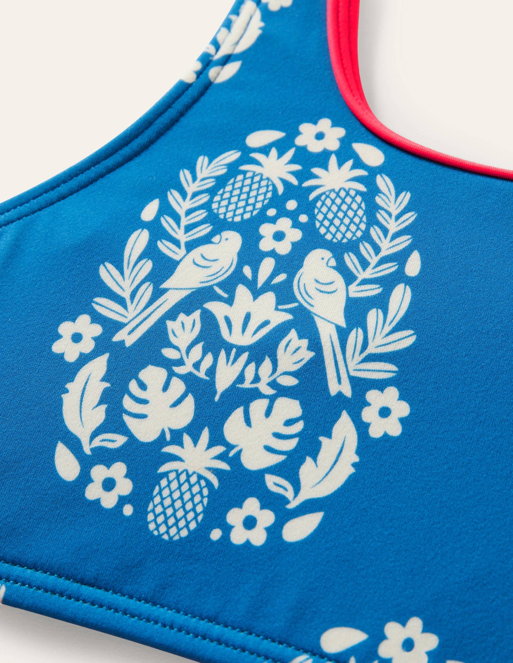 Twist Back Bikini-Marina Blue Tropical Woodblock-3