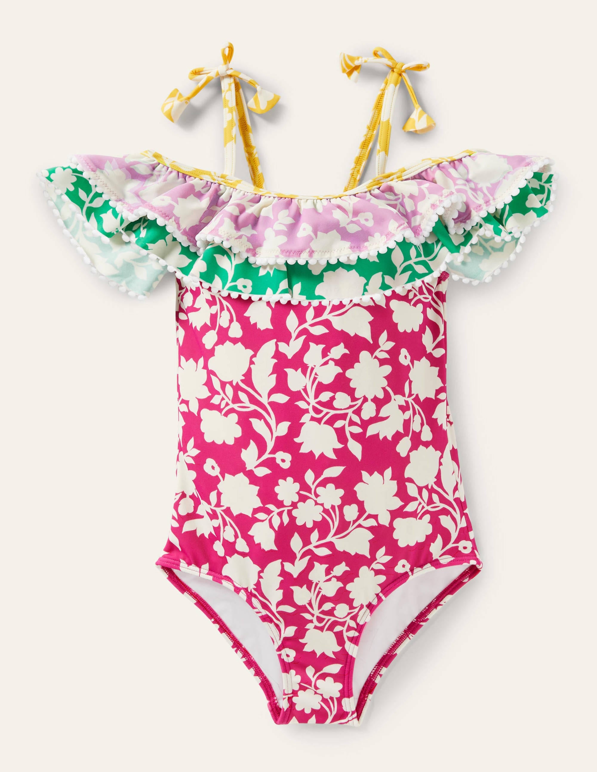Hotchpotch Frilly Swimsuit-Very Berry Purple Paisley - Image 1