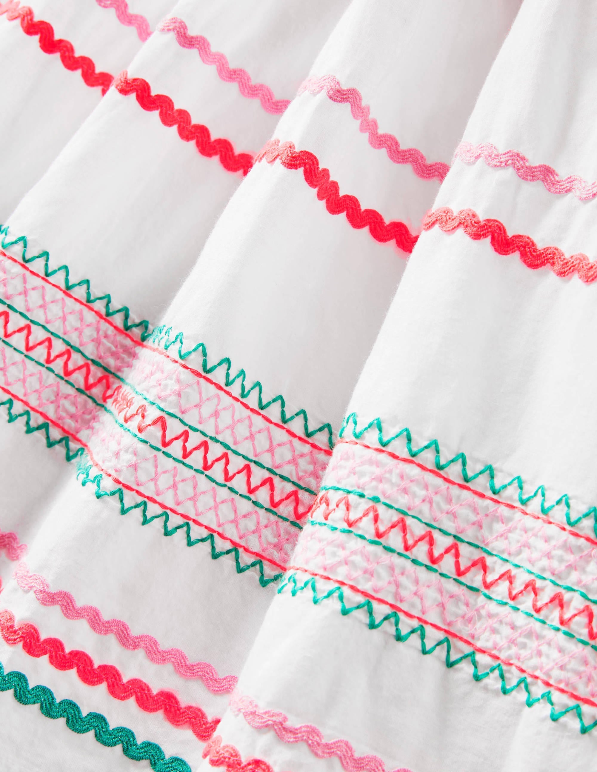 Embroidered Smock Dress-White - Image 3