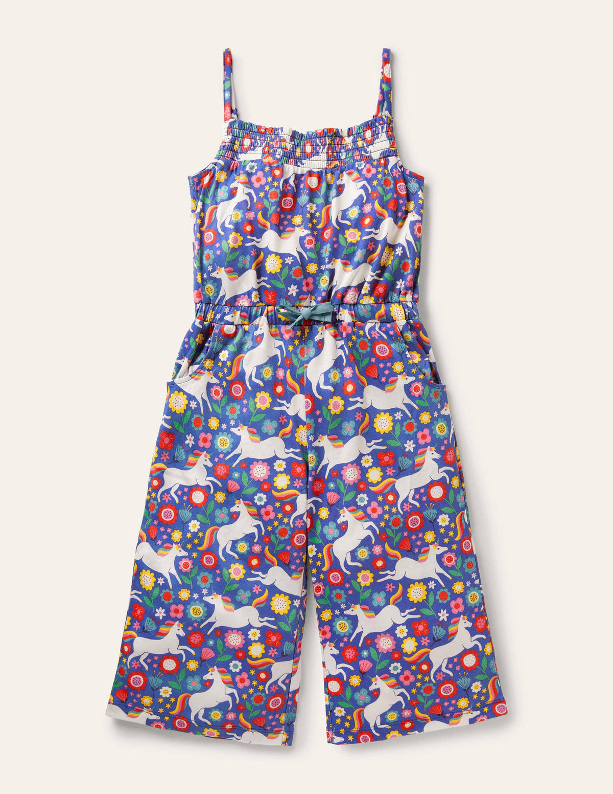 Wide Leg Jersey Jumpsuit-Bluebell Small Unicorn Floral-1
