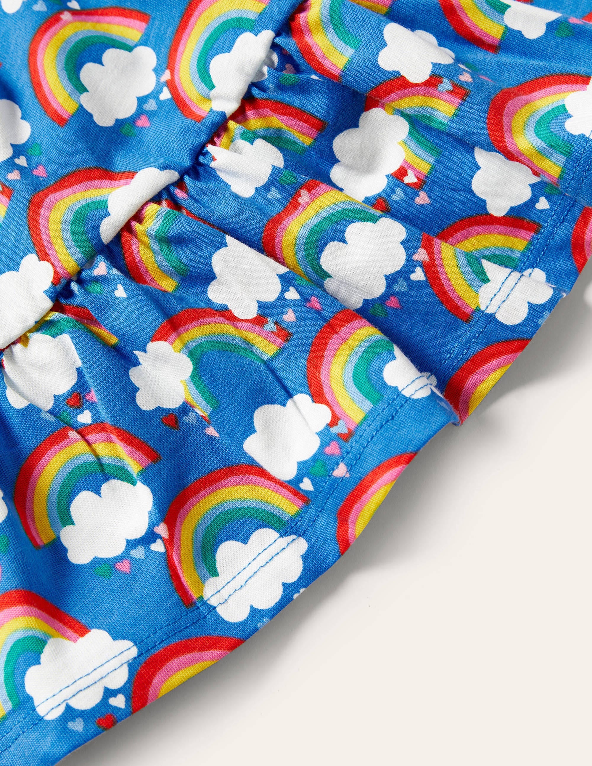 Drop Hem Jersey Dress-Moroccan Blue Love Rainbows - Image 3