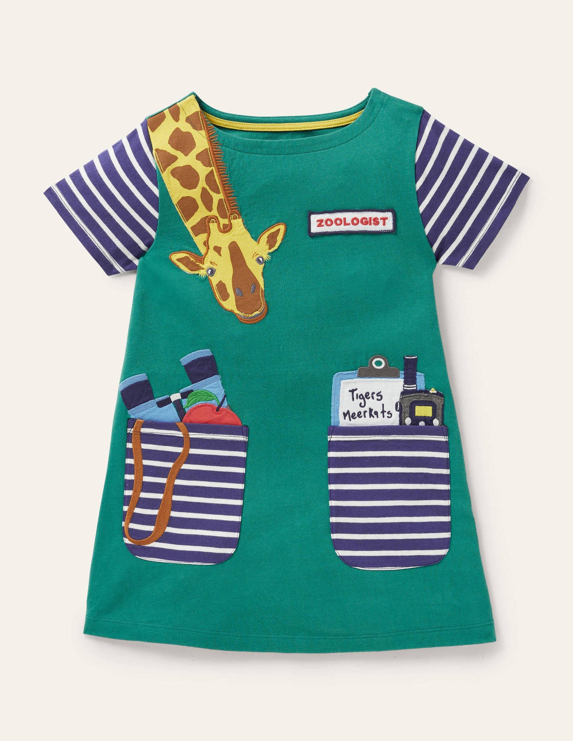 Novelty Pocket Jersey Tunic-Sardinia Green Giraffe-1