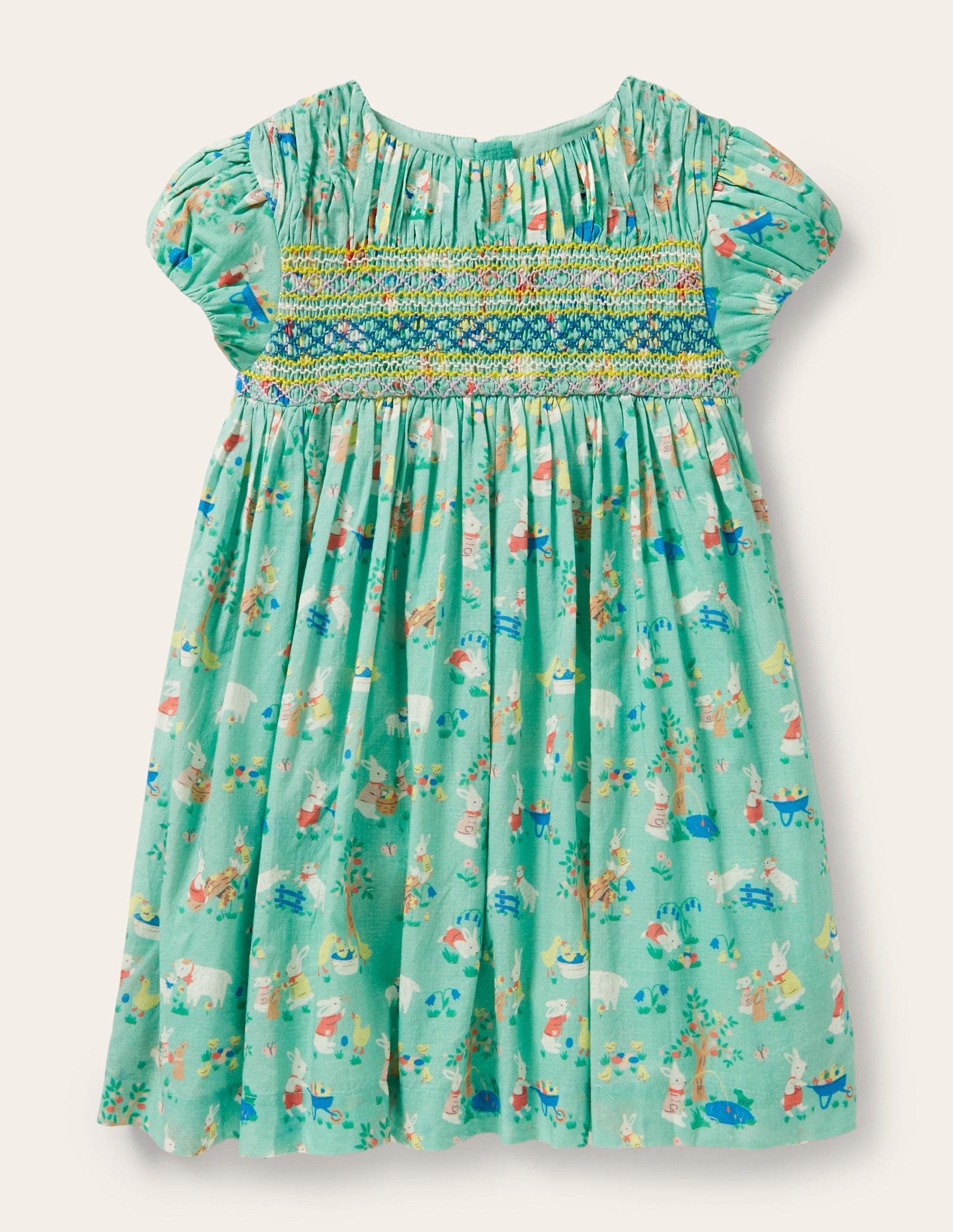Smocked Dress-Fountain Green Spring Time - Image 1