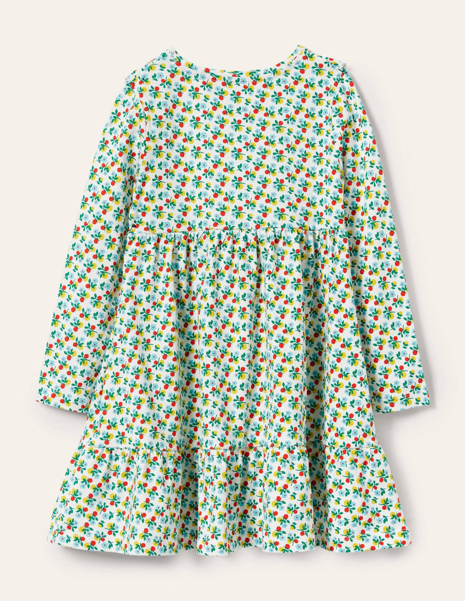 Frill Tiered Jersey Dress-Ivory Berry Blossom-2