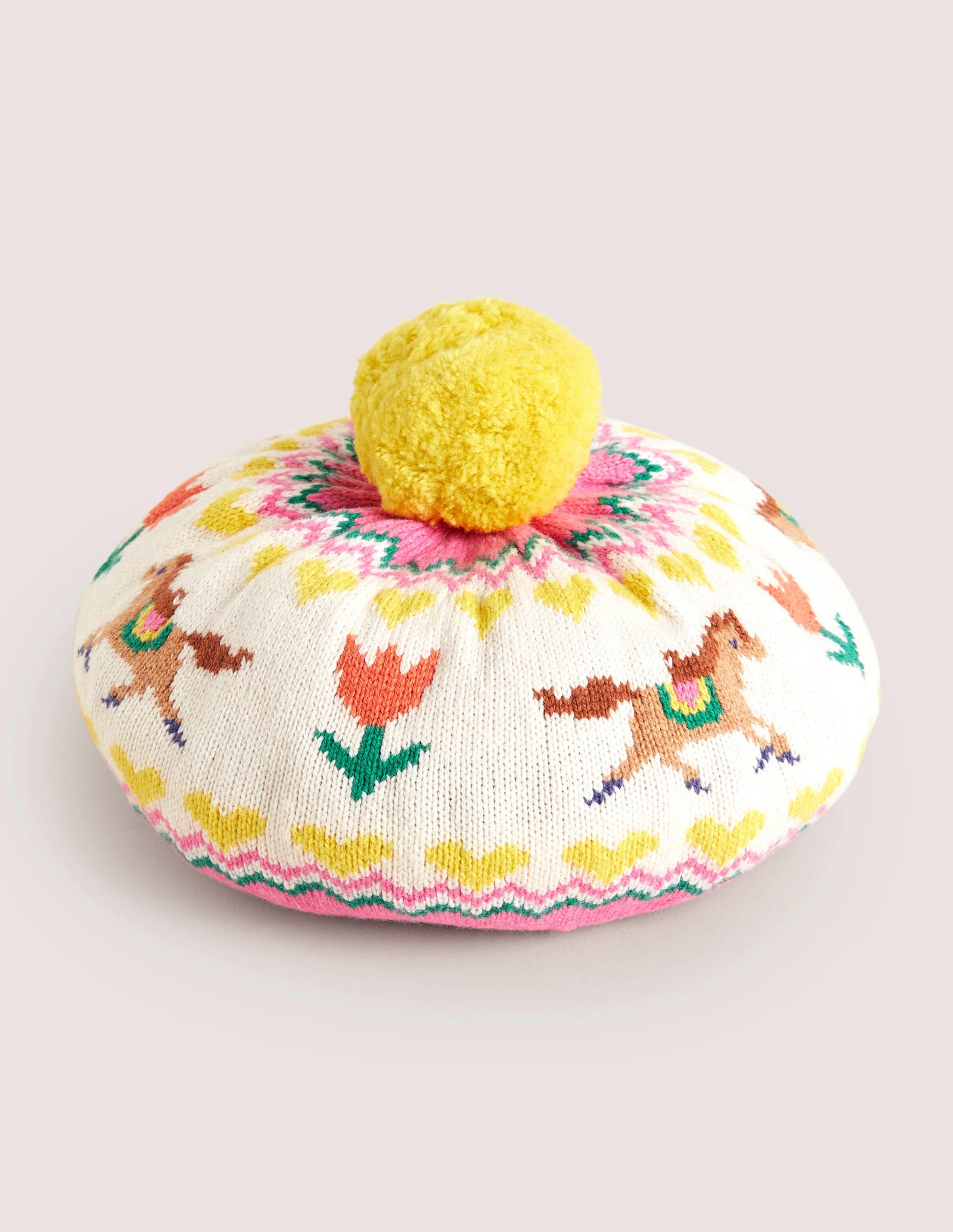 Fair Isle Beret-Pink Horse - Image 1