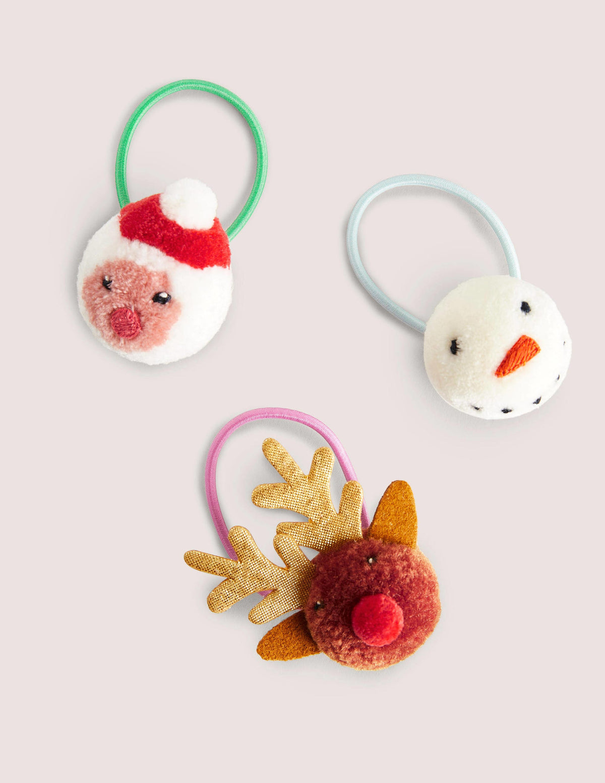 Pompom Hairbands 3 Pack-Multi Christmas - Image 1