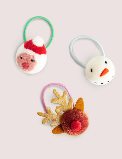 Pompom Hairbands 3 Pack-Multi Christmas-1