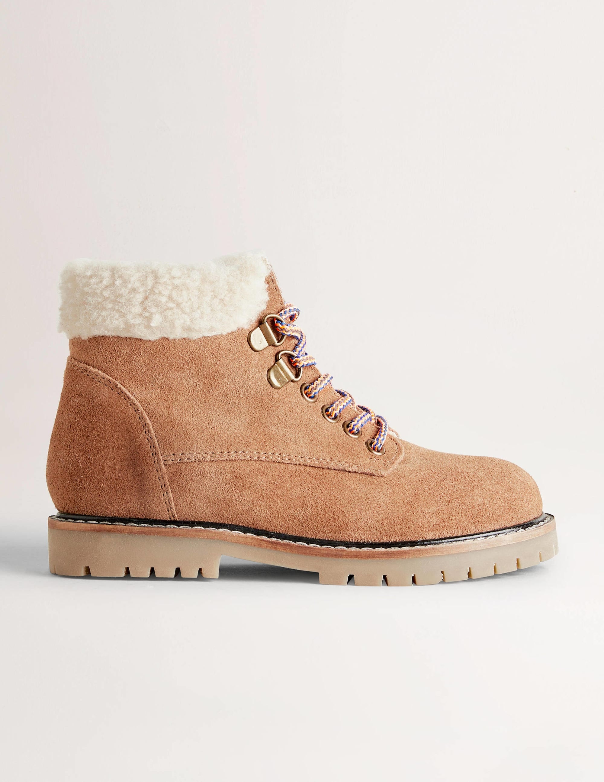 Cosy Lace Up Boots-Tan - Image 1