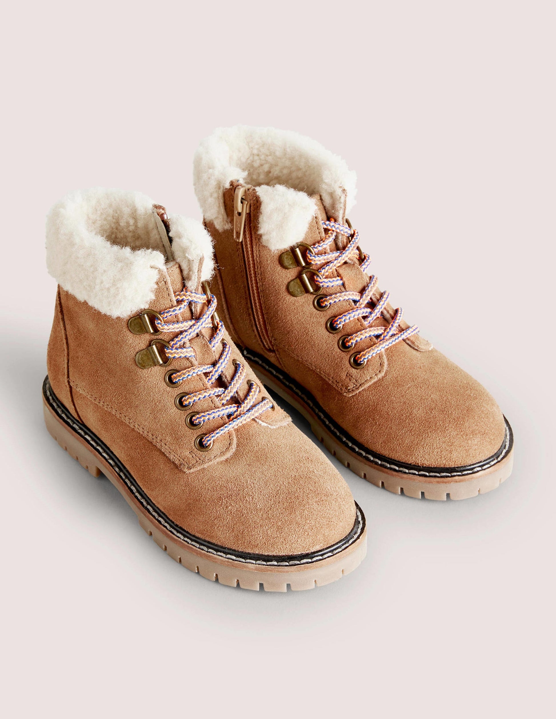 Cosy Lace Up Boots-Tan-2