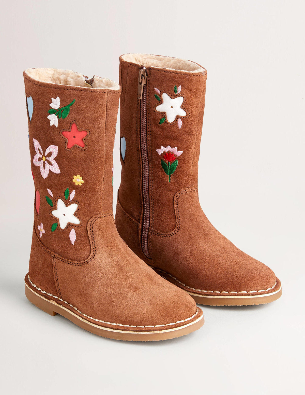 Tall Suede boots-Embroidered Tan Suede - Image 2