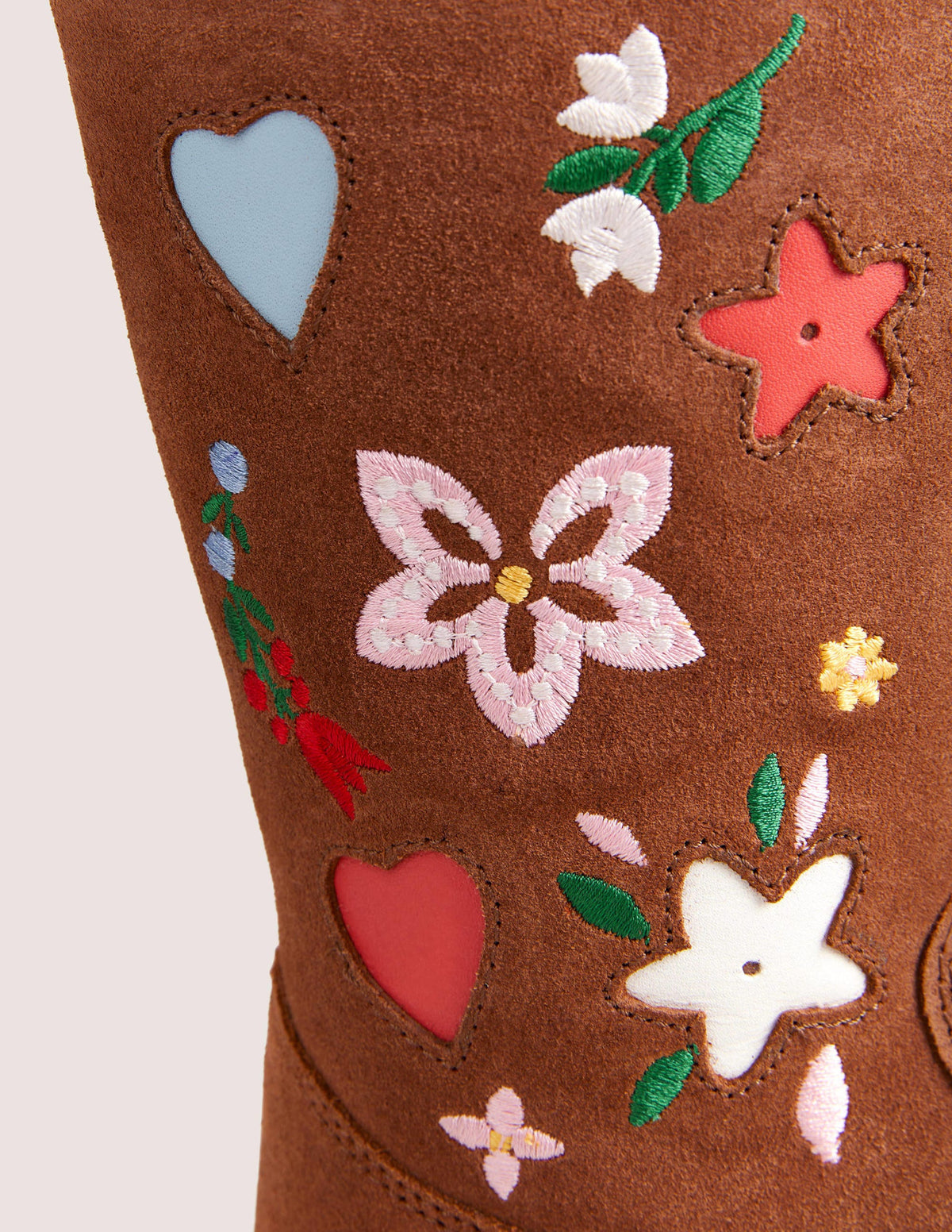Tall Suede boots-Embroidered Tan Suede - Image 3