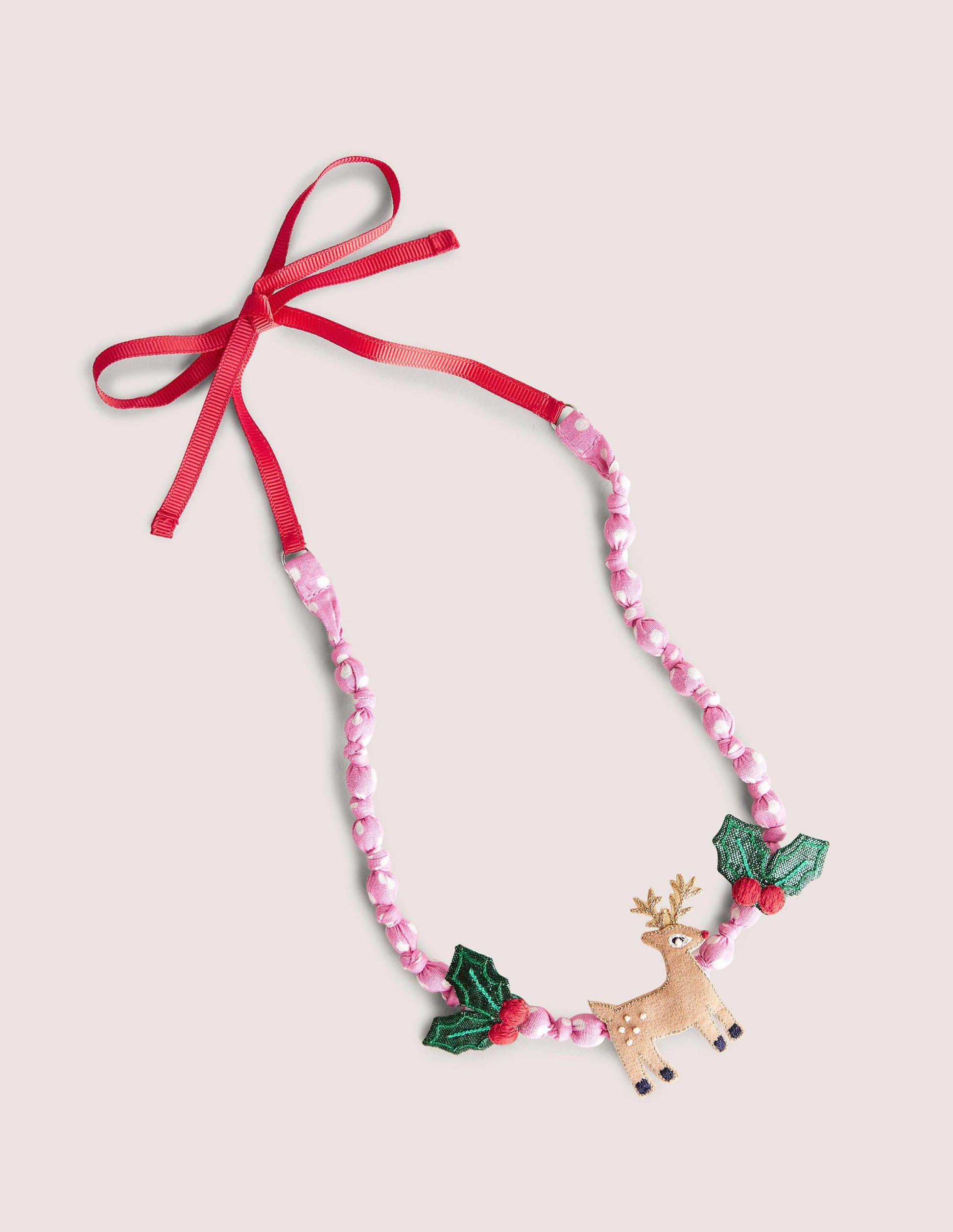 Fabric Necklace-Formica Pink Reindeer-1