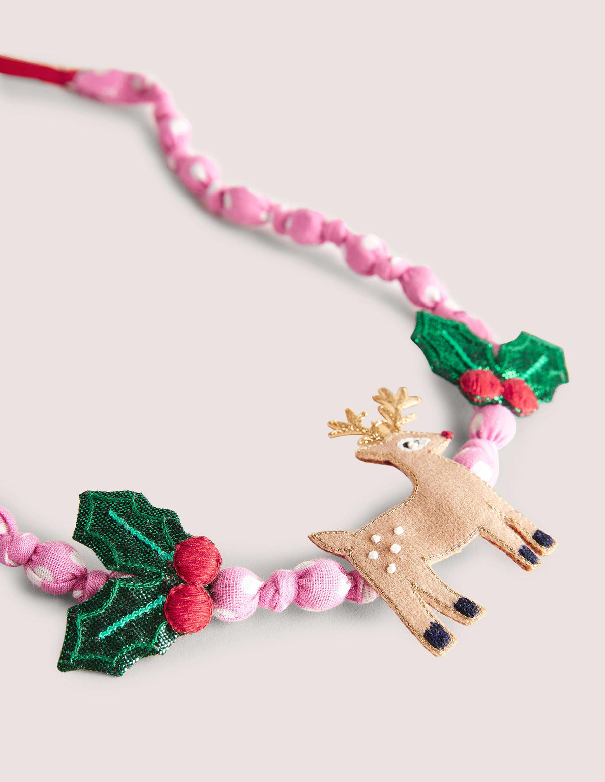 Fabric Necklace-Formica Pink Reindeer - Image 2