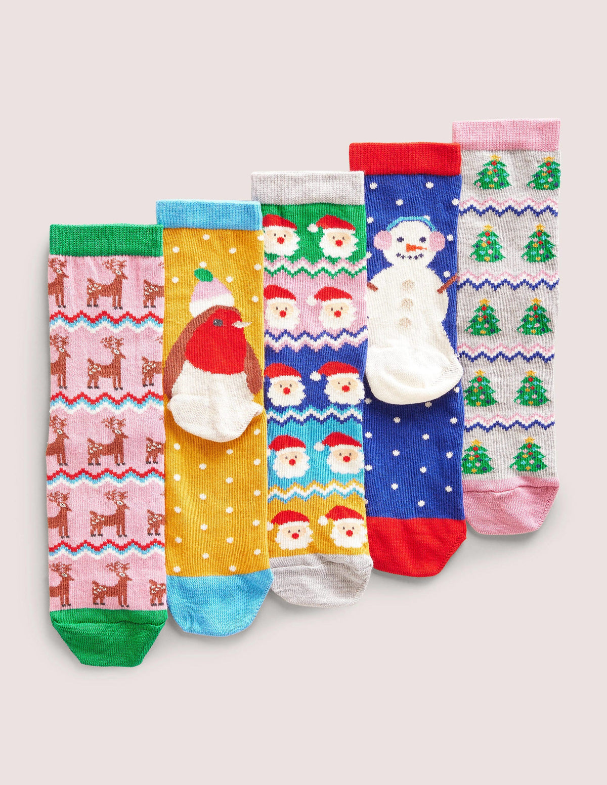 Christmas Socks 5 Pack-Multi Fair Isle - Image 1
