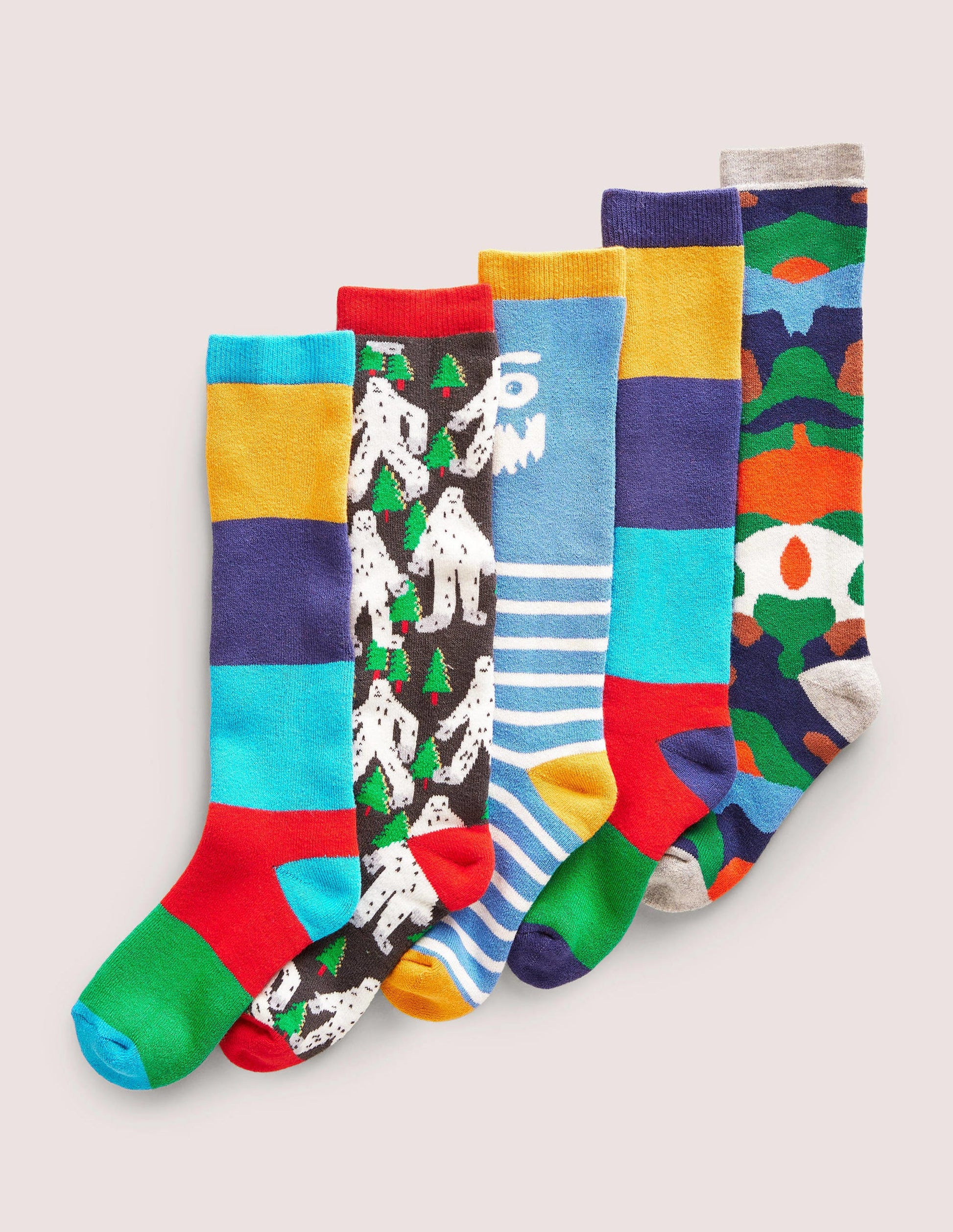 Ski Socks 5 Pack-Winter Multi-1