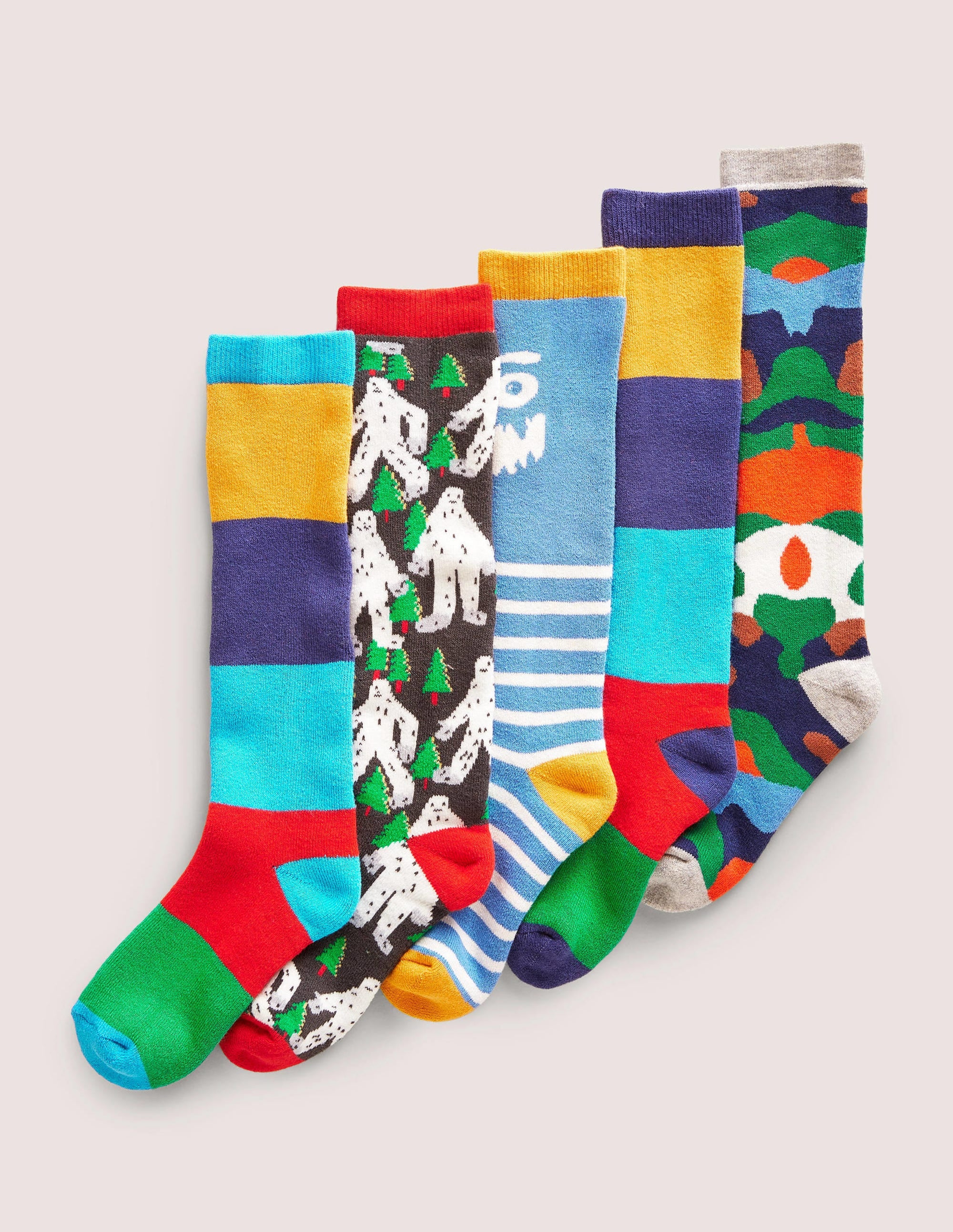 Ski Socks 5 Pack-Winter Multi - Image 1
