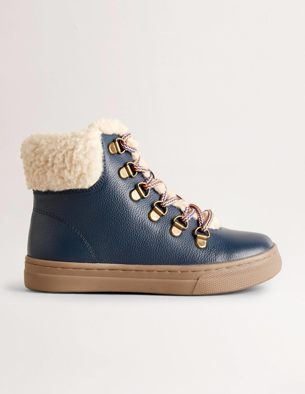 Leather Lace Up Boots-Navy-1