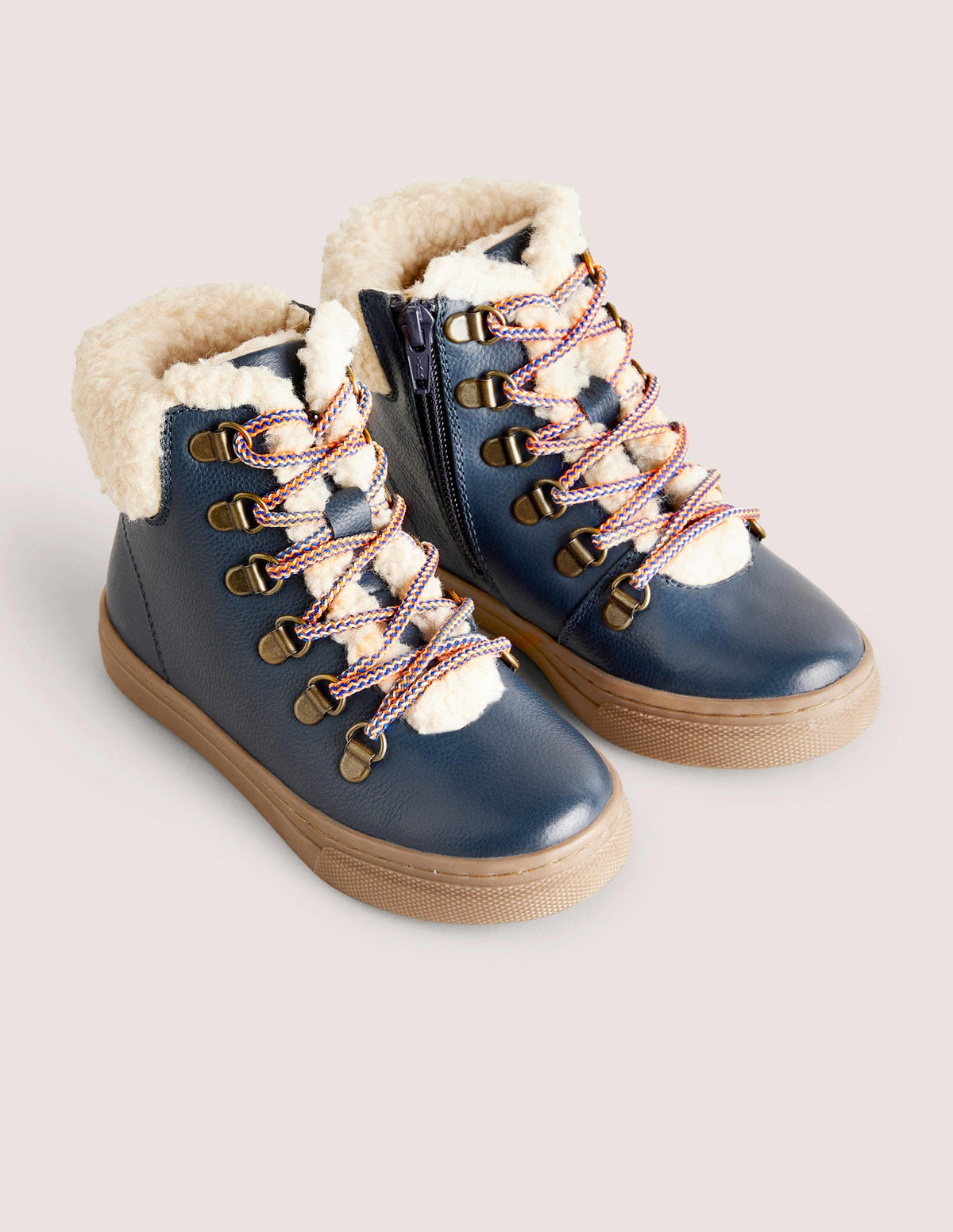 Leather Lace Up Boots-Navy - Image 2
