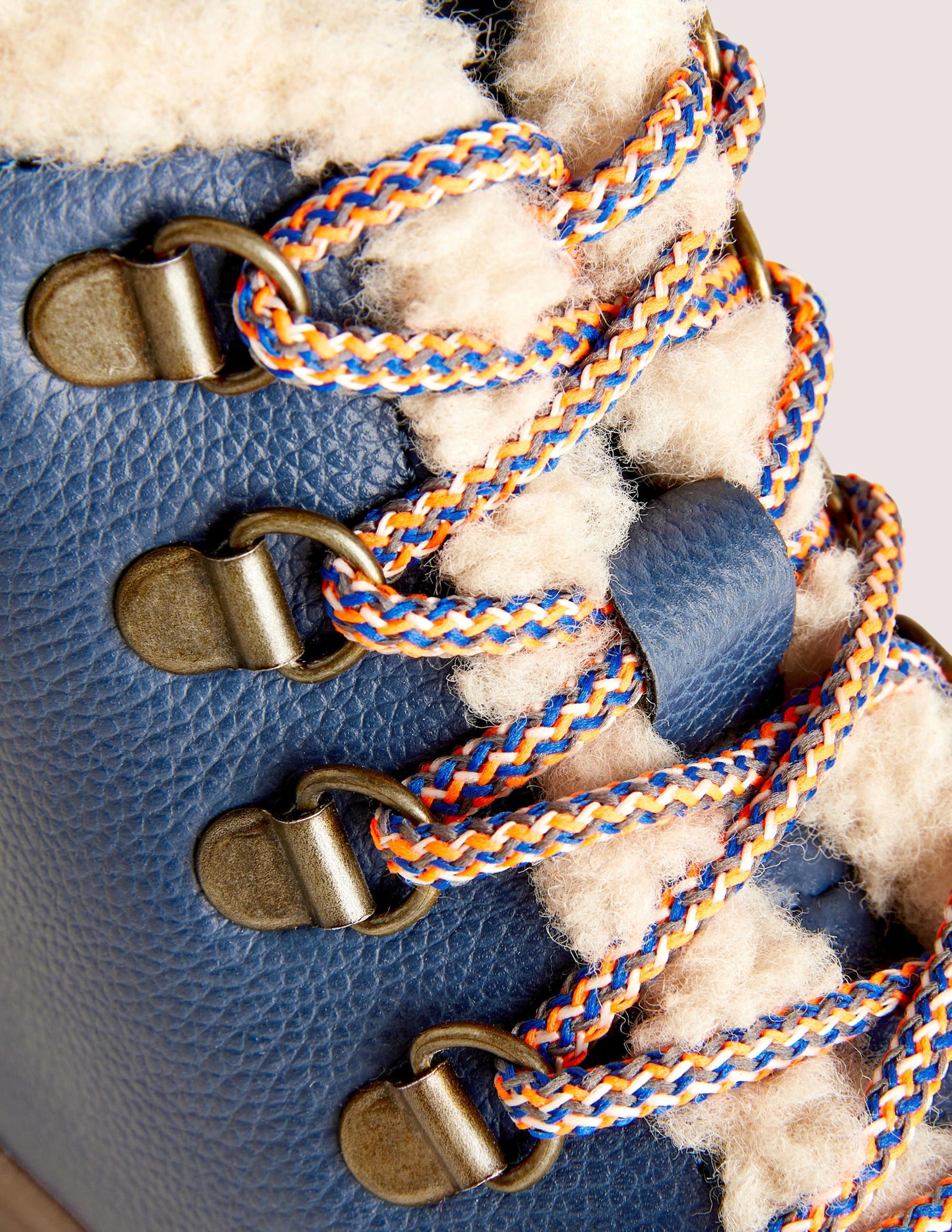 Leather Lace Up Boots-Navy-3