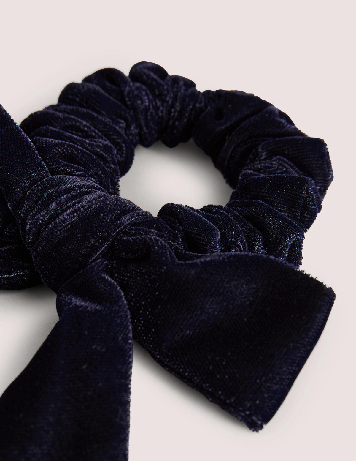 Bow Scrunchie-Navy Velvet - Image 2