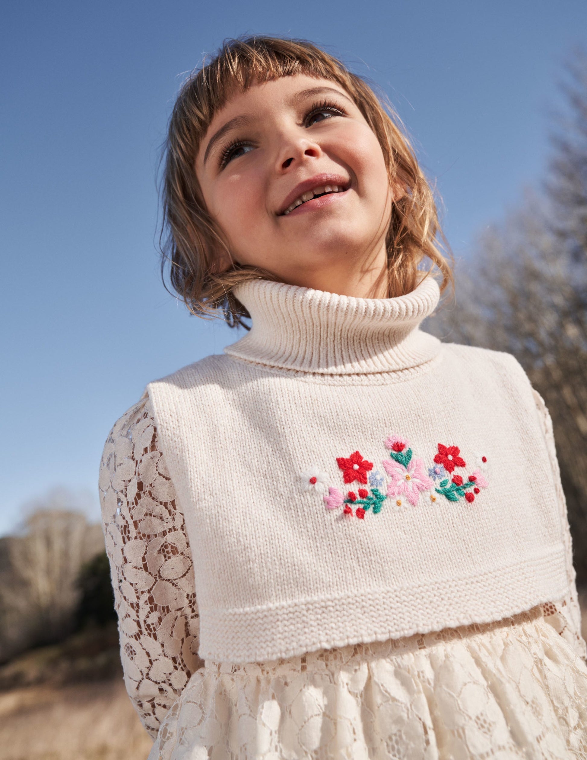 Knitted Neck Warmer-Ecru Marl-5