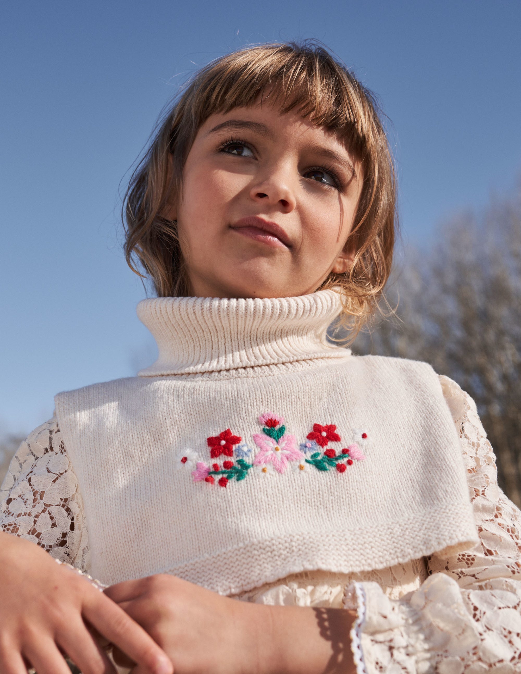 Knitted Neck Warmer-Ecru Marl - Image 7
