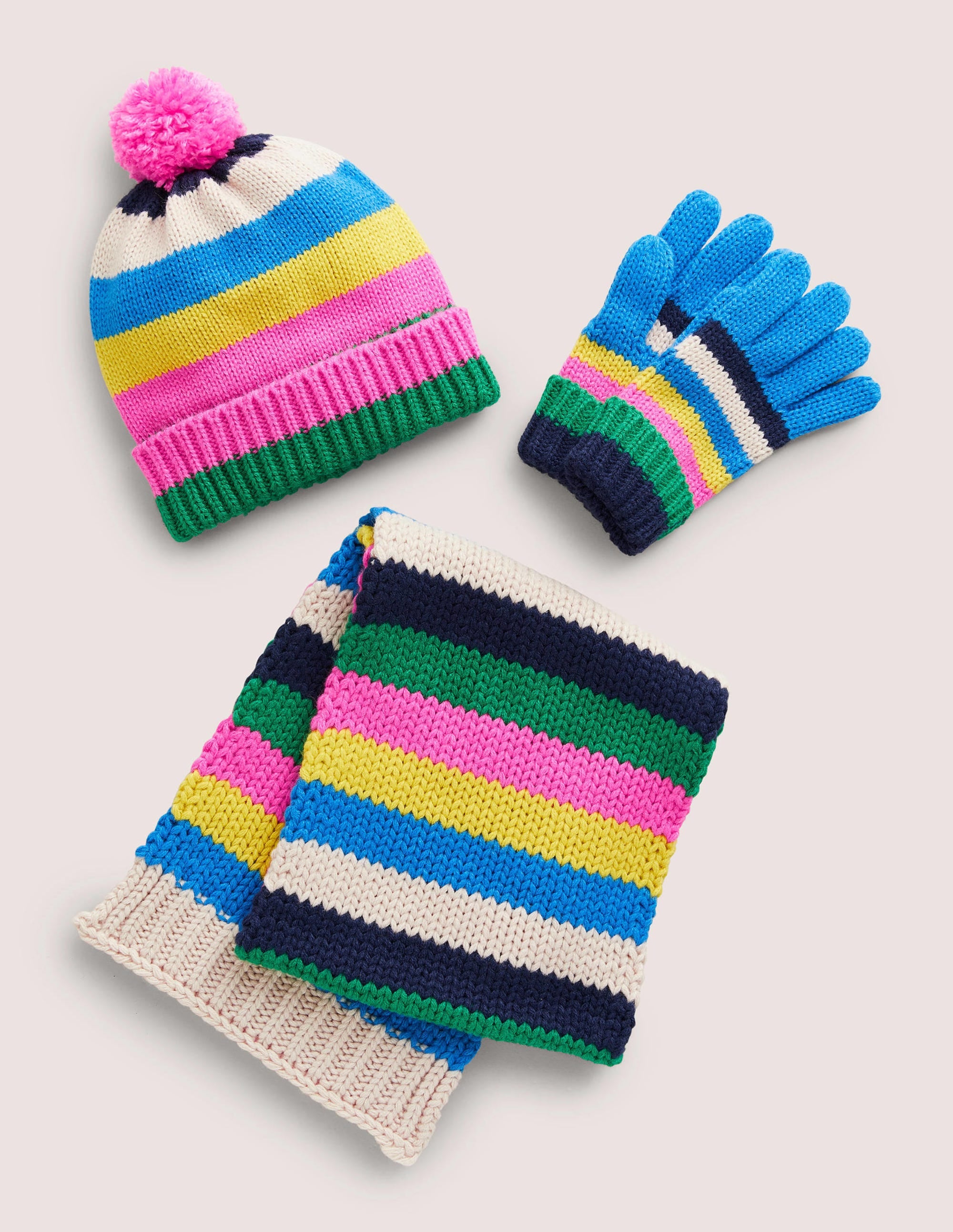 Knitted Set 3 Piece-Rainbow Stripe - Image 1