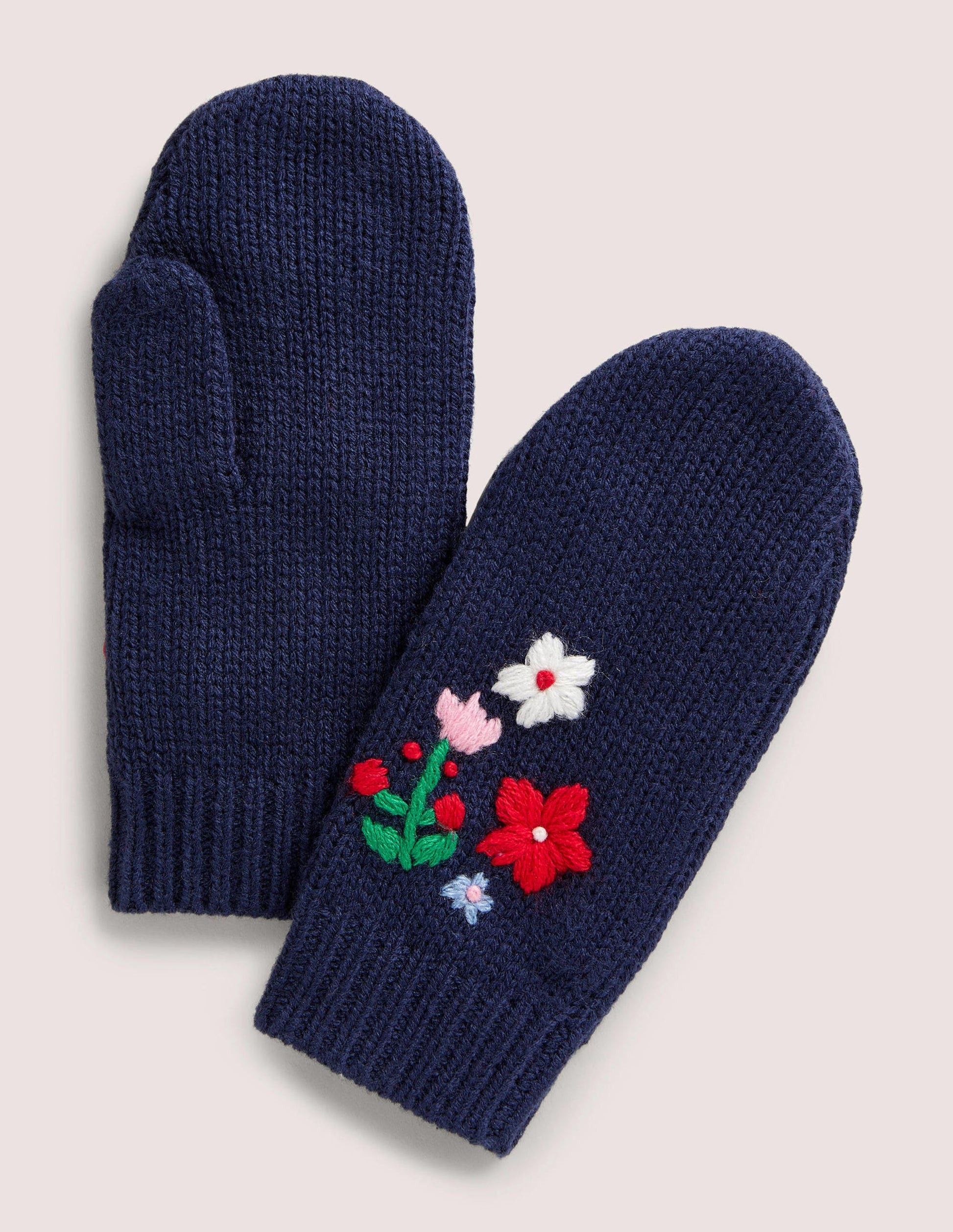 Embroidered Mitten-Navy-1