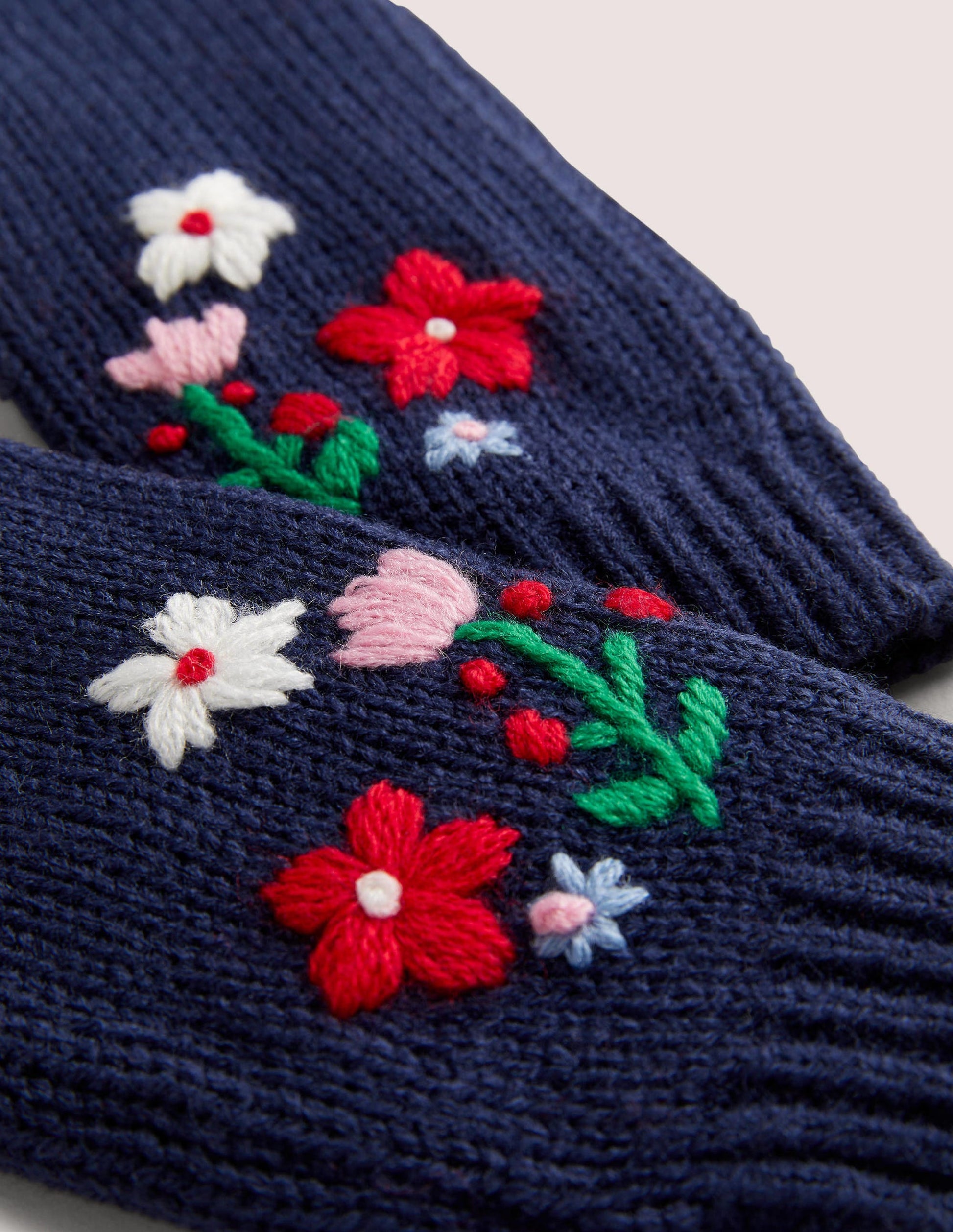 Embroidered Mitten-Navy-2