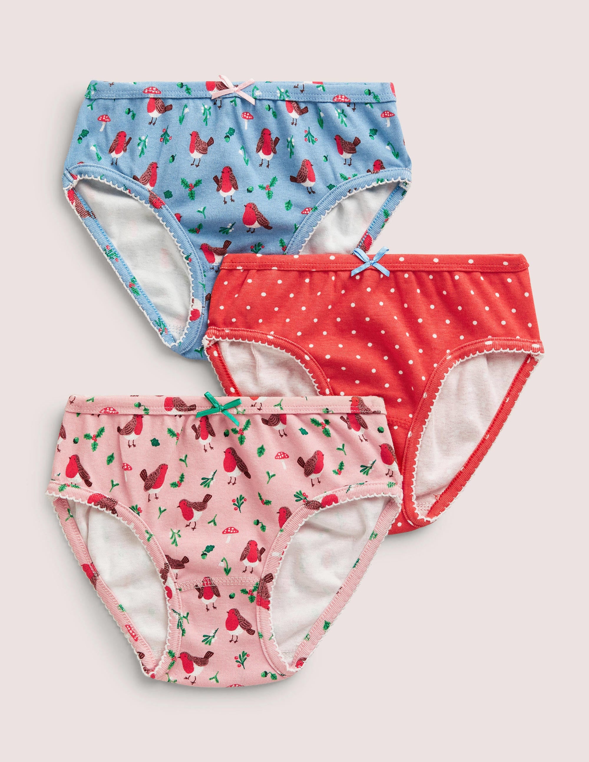 Girls 3 Pack Pants-Boto Pink Robins - Image 1