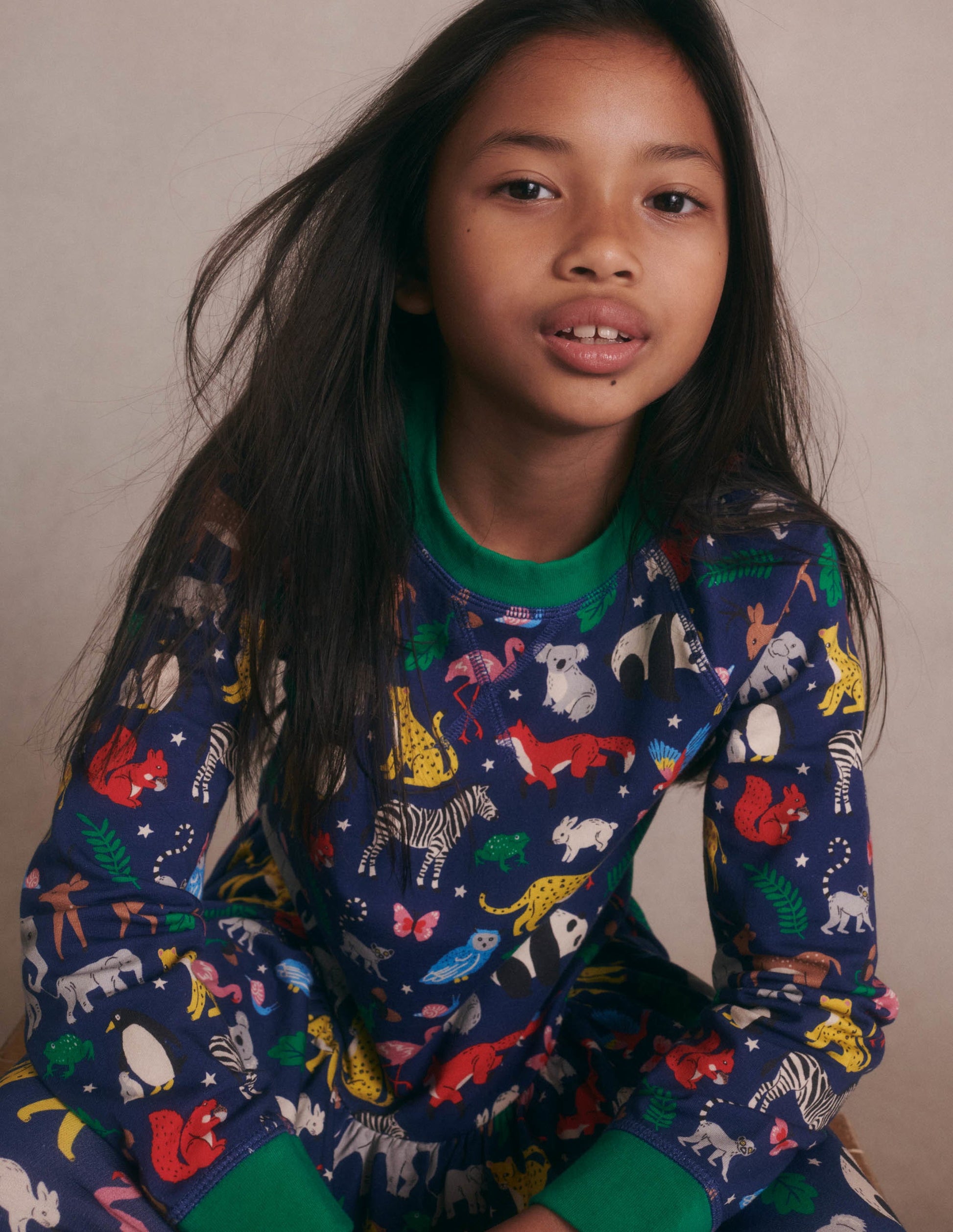 Jersey Sweatshirt Dress-Starboard Blue Global Animals-5