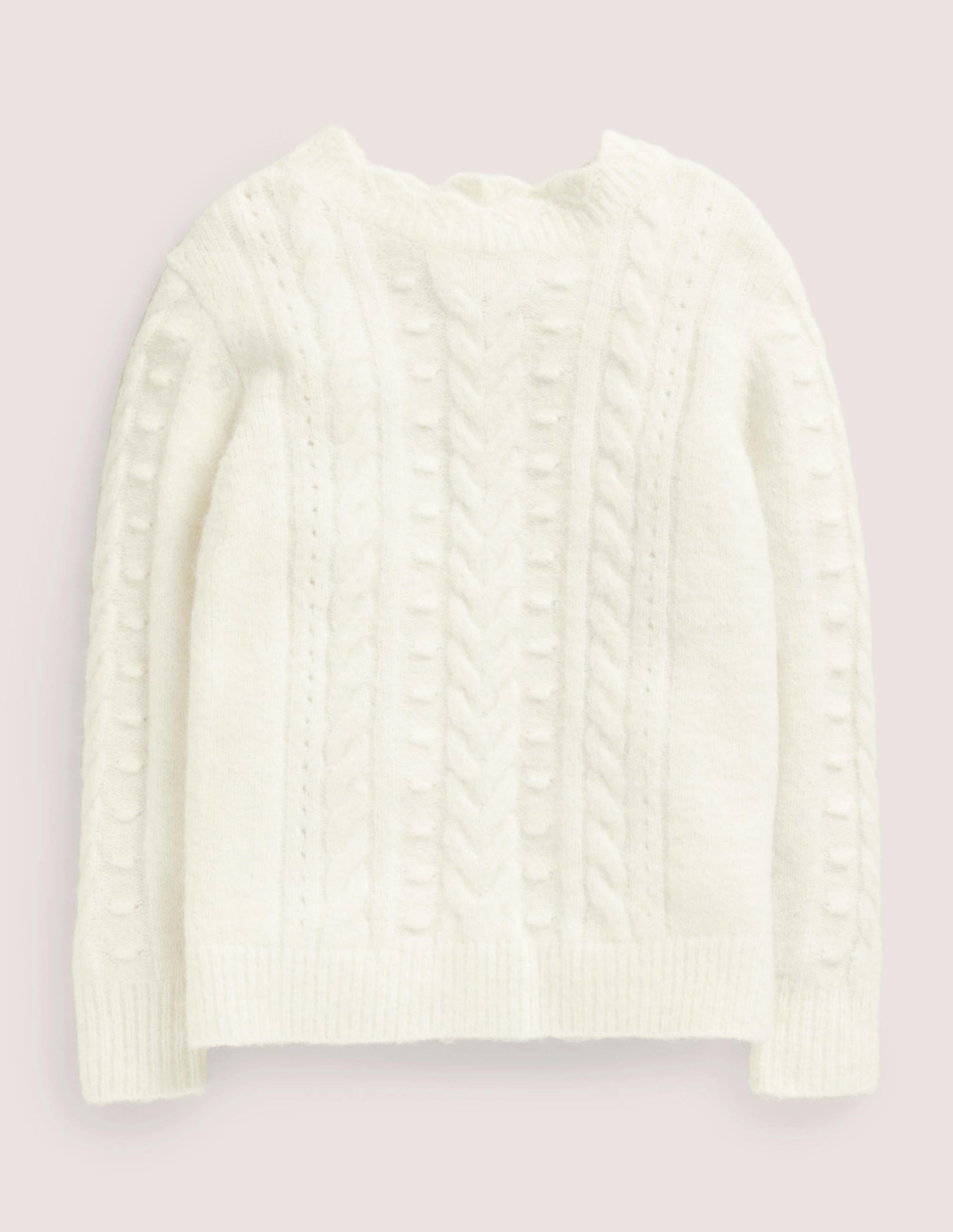Pointelle Cable Jumper-Ecru Marl - Image 1
