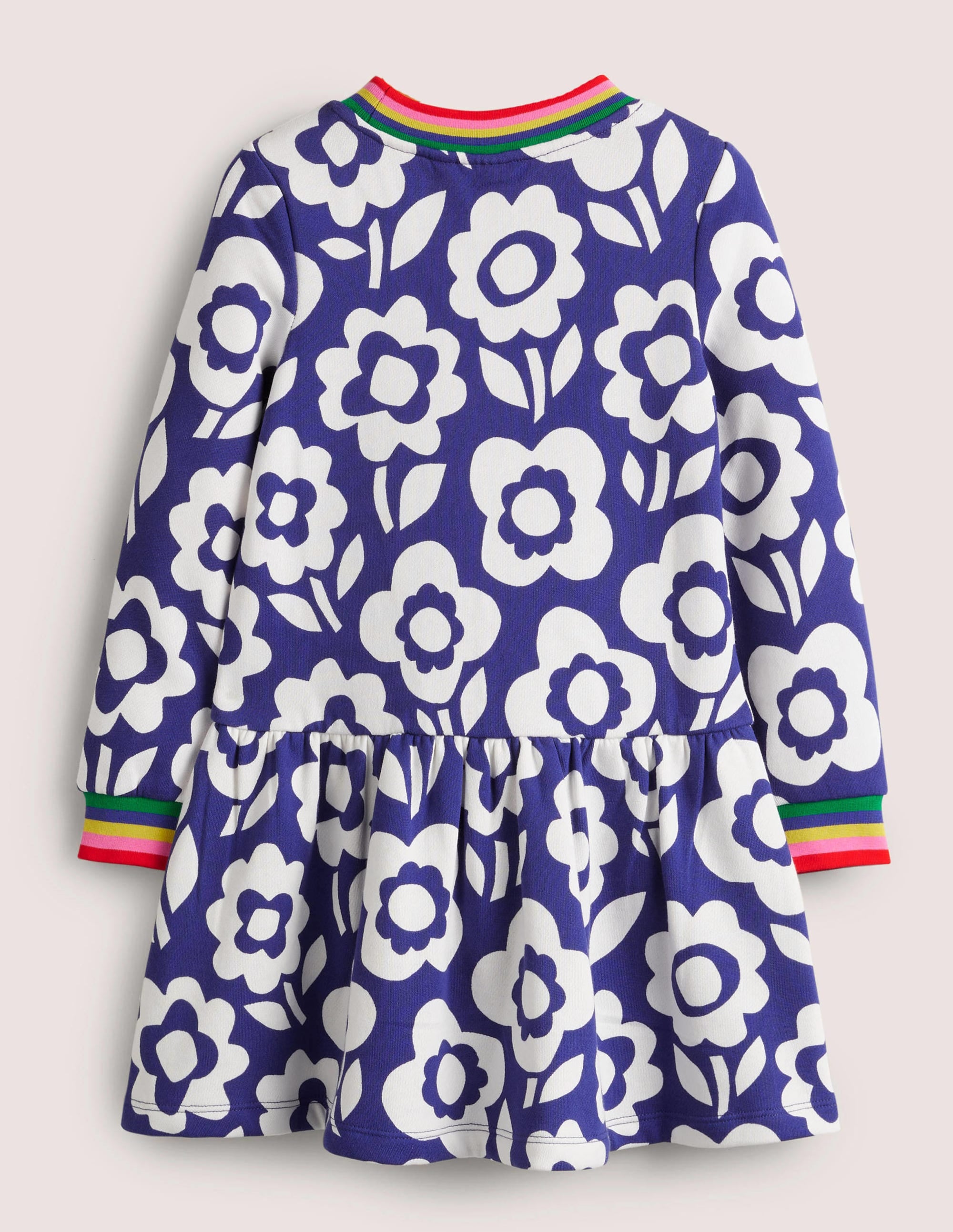 Cosy Printed Sweatshirt Dress-Bluing Blue Ski Floral - Image 2
