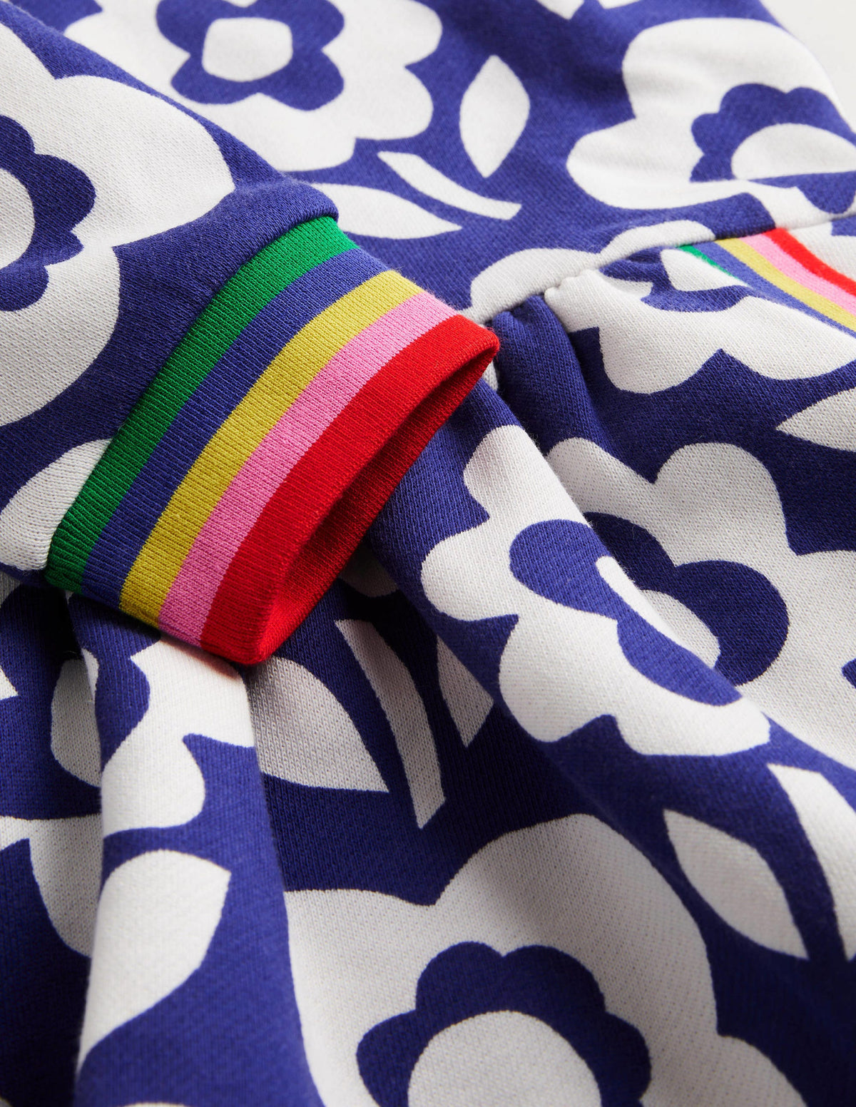Cosy Printed Sweatshirt Dress-Bluing Blue Ski Floral - Image 3