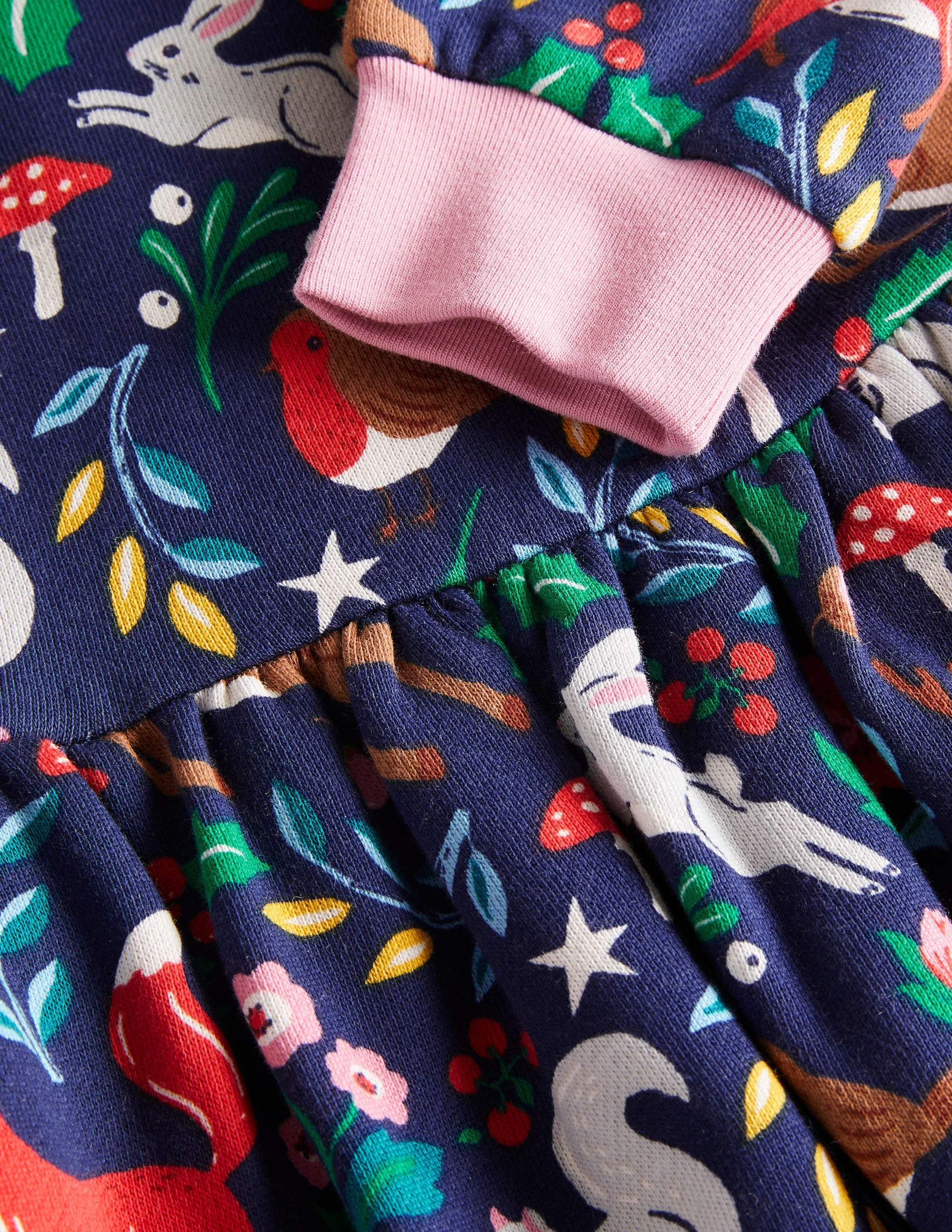 Cosy Printed Sweatshirt Dress-College Navy Festive Toile - Image 3