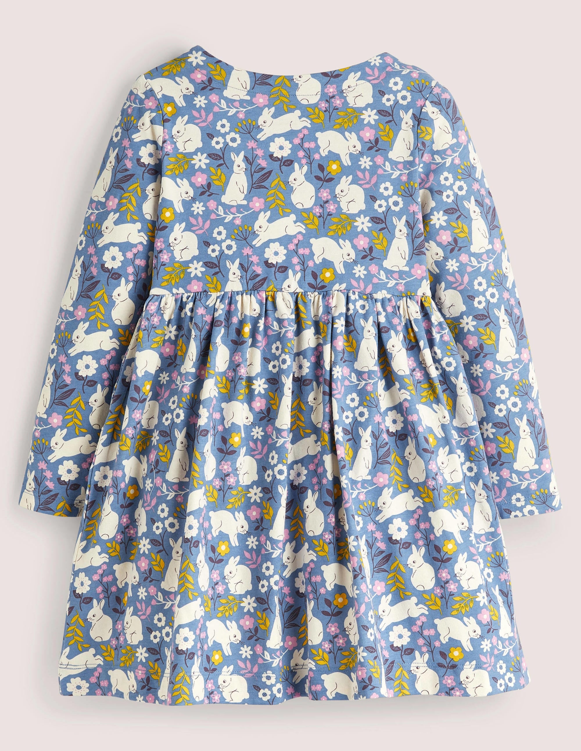 Long Sleeve Fun Jersey Dress-Riviera Blue Bunny - Image 2